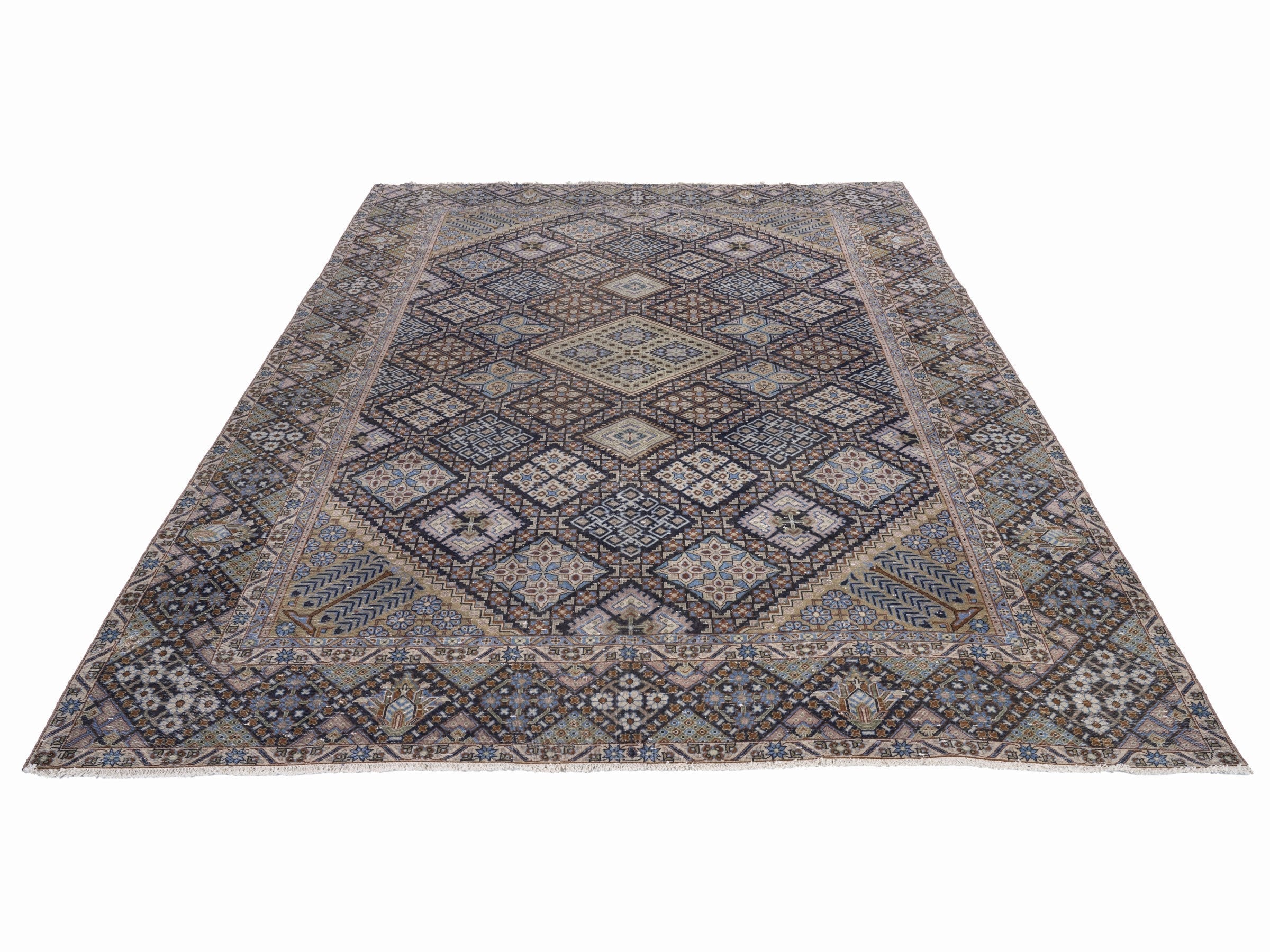 Persian Najafabad oversized rug in charcoal and sage, view 2 of 15