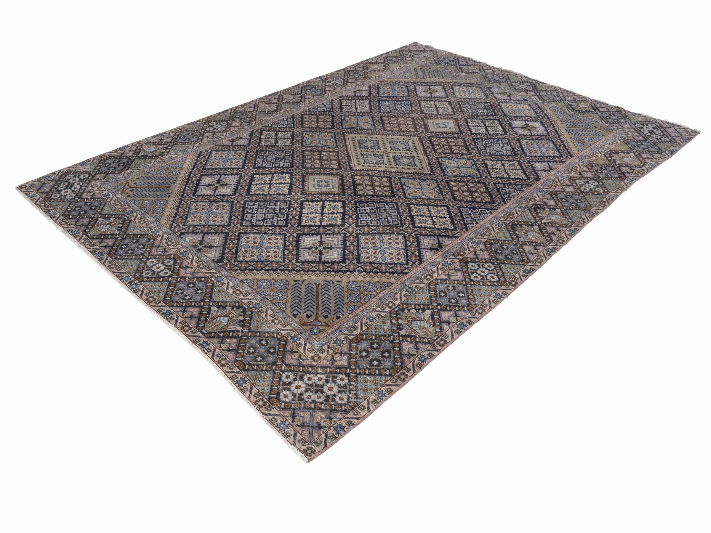 Persian Najafabad oversized rug in charcoal and sage, view 3 of 15