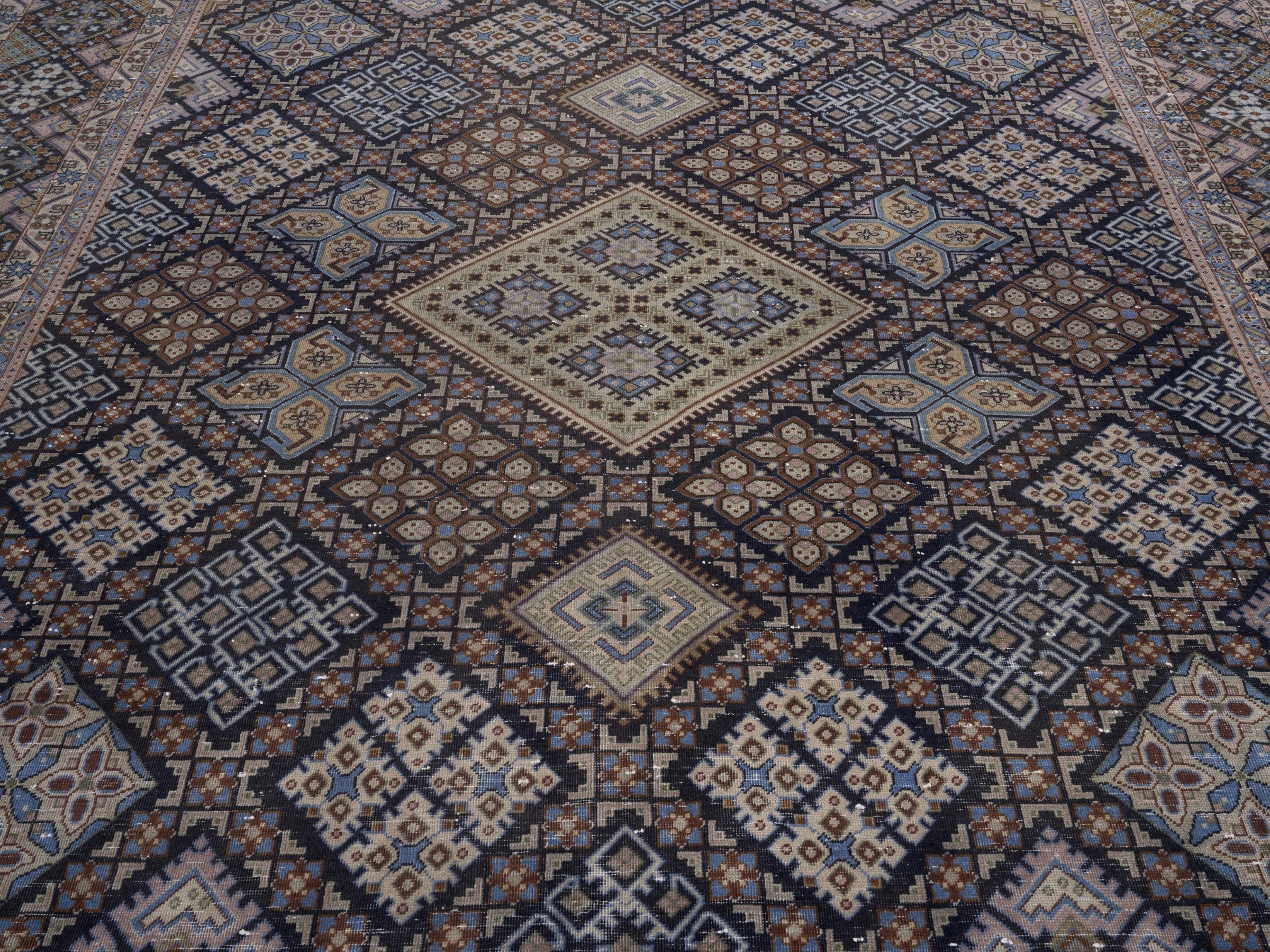 Persian Najafabad oversized rug in charcoal and sage, view 4 of 15