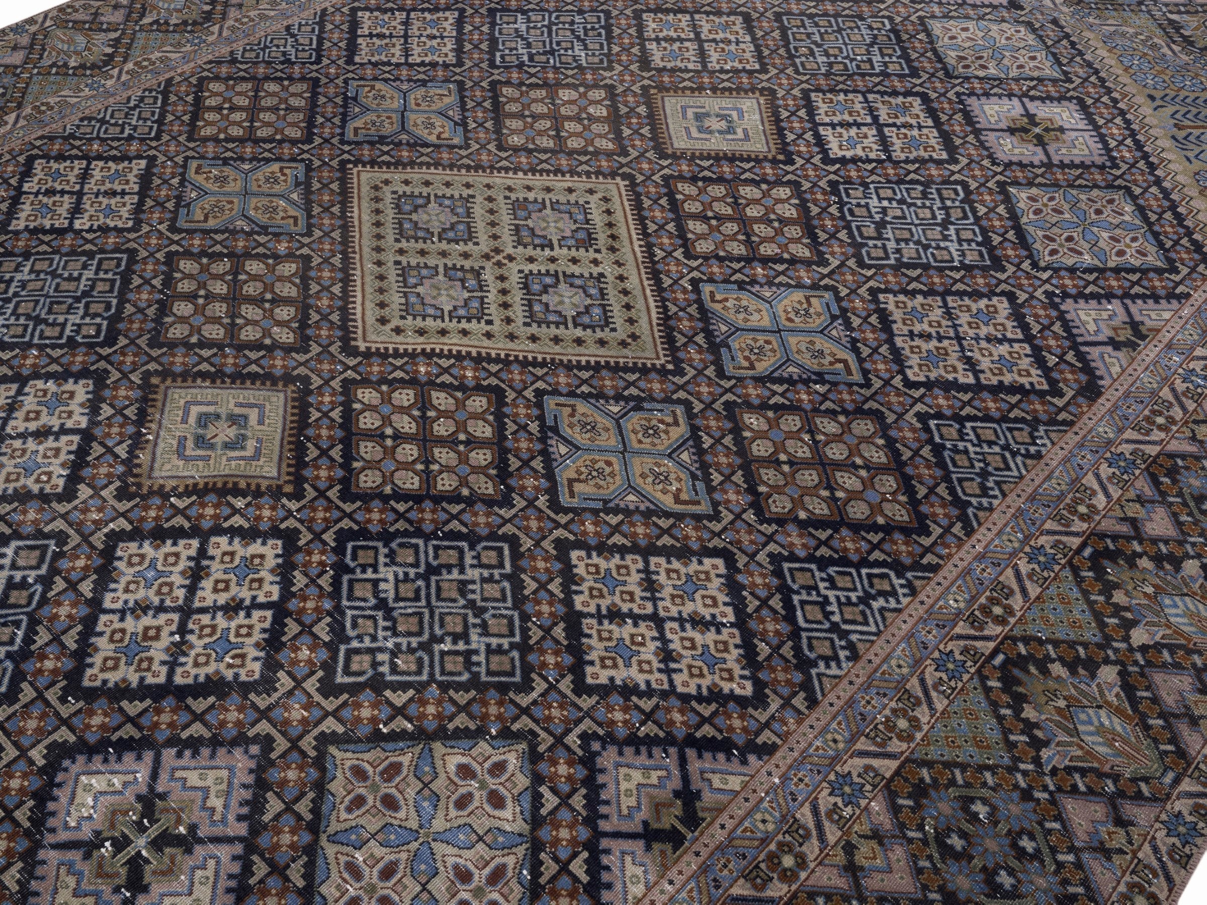 Persian Najafabad oversized rug in charcoal and sage, view 5 of 15