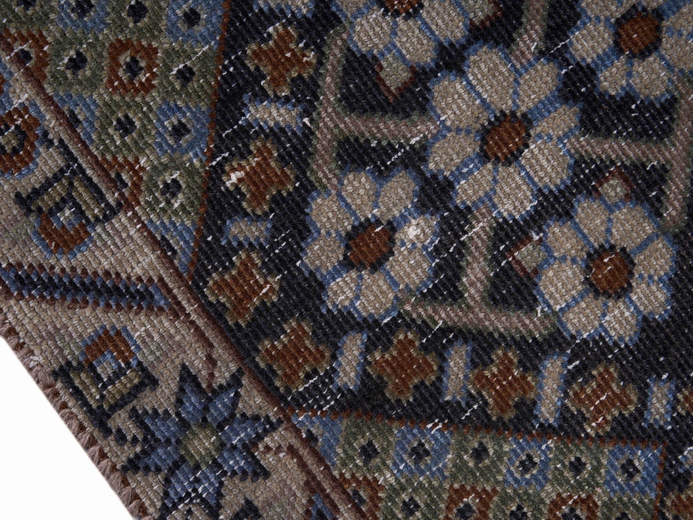 Persian Najafabad oversized rug in charcoal and sage, view 6 of 15