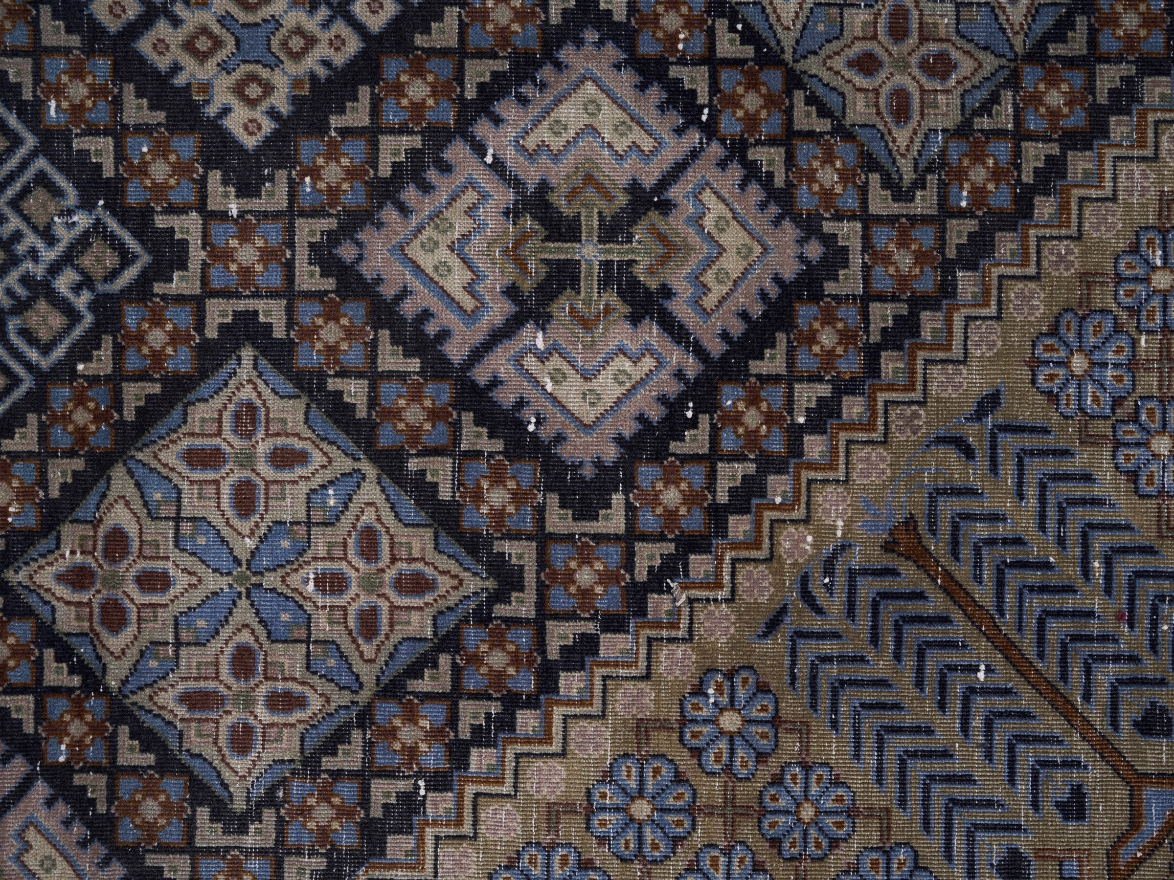 Persian Najafabad oversized rug in charcoal and sage, view 11 of 15