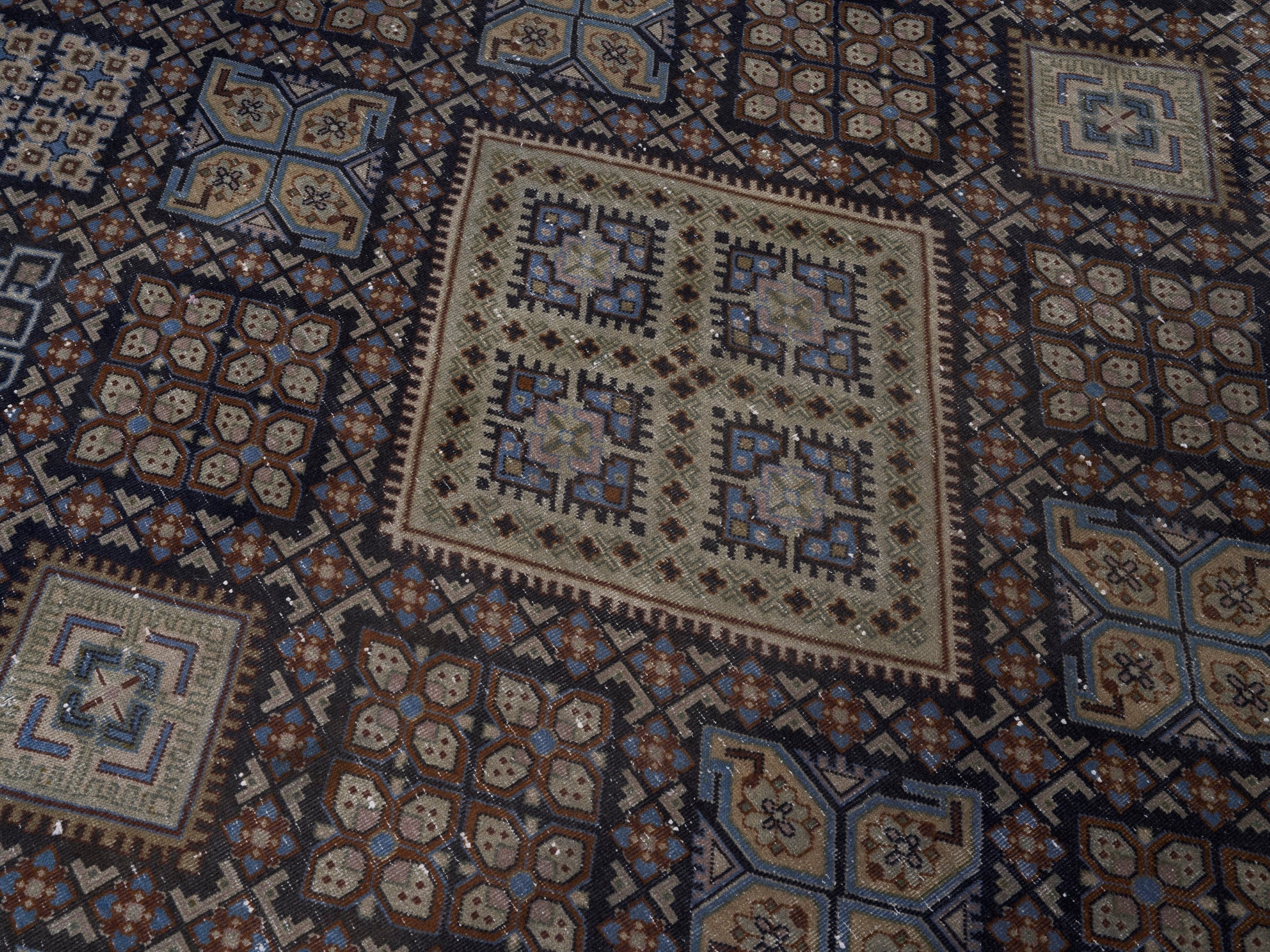 Persian Najafabad oversized rug in charcoal and sage, view 12 of 15