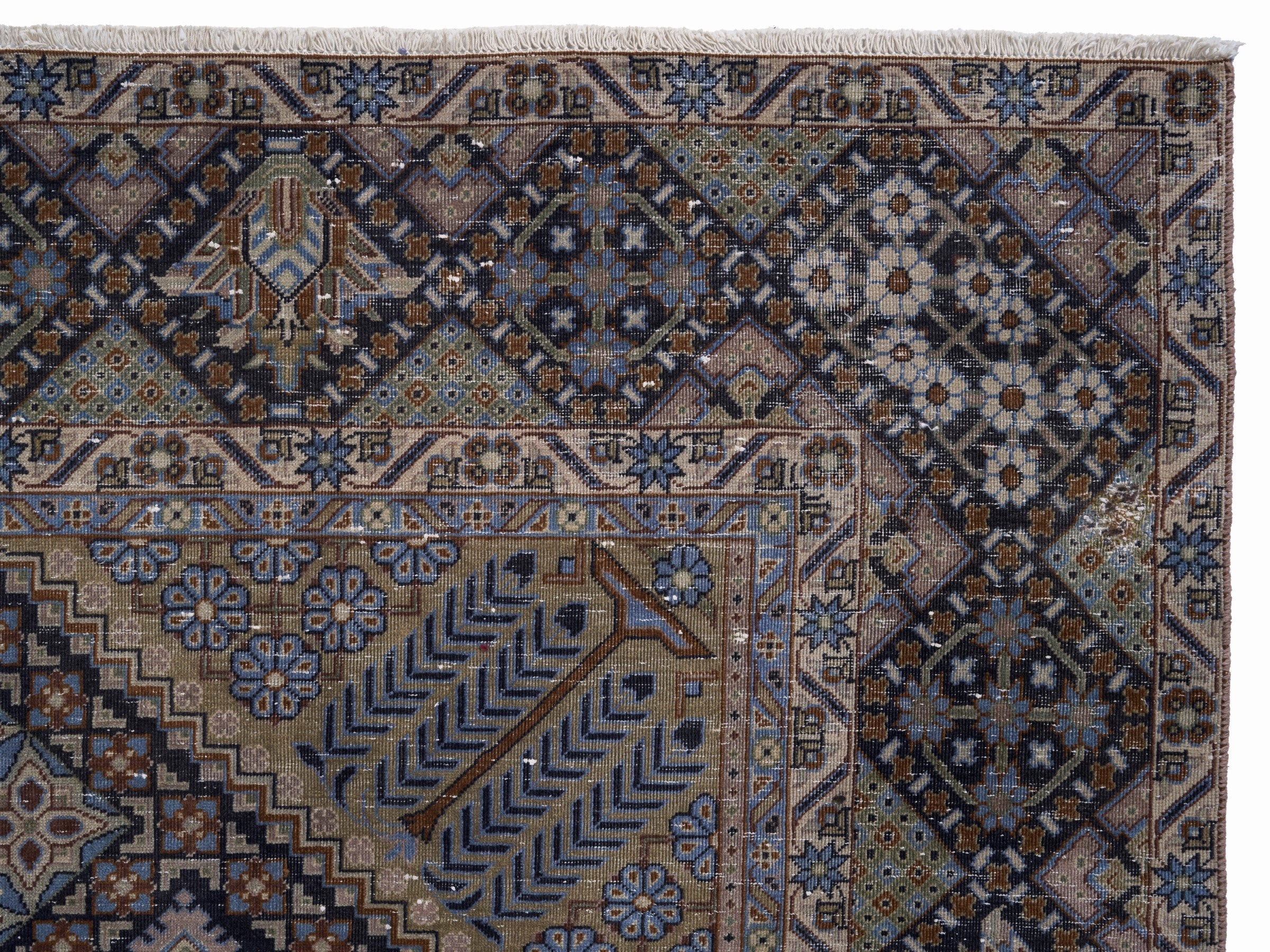 Persian Najafabad oversized rug in charcoal and sage, view 13 of 15