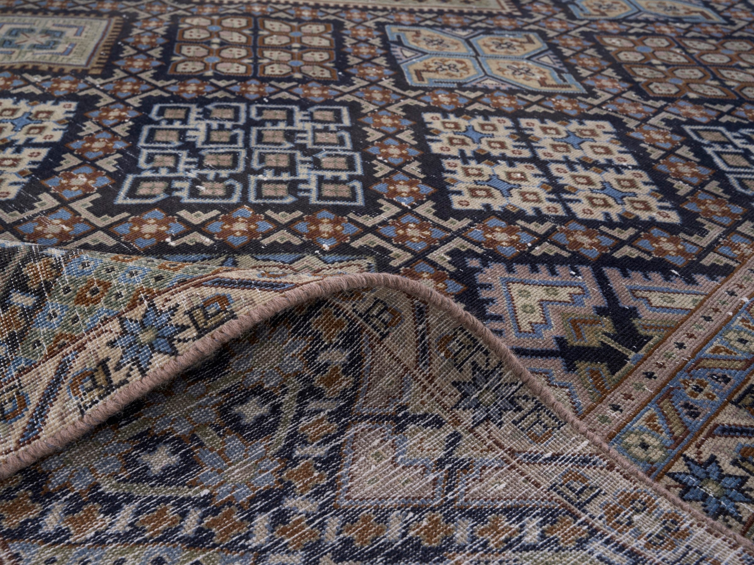 Persian Najafabad oversized rug in charcoal and sage, view 14 of 15