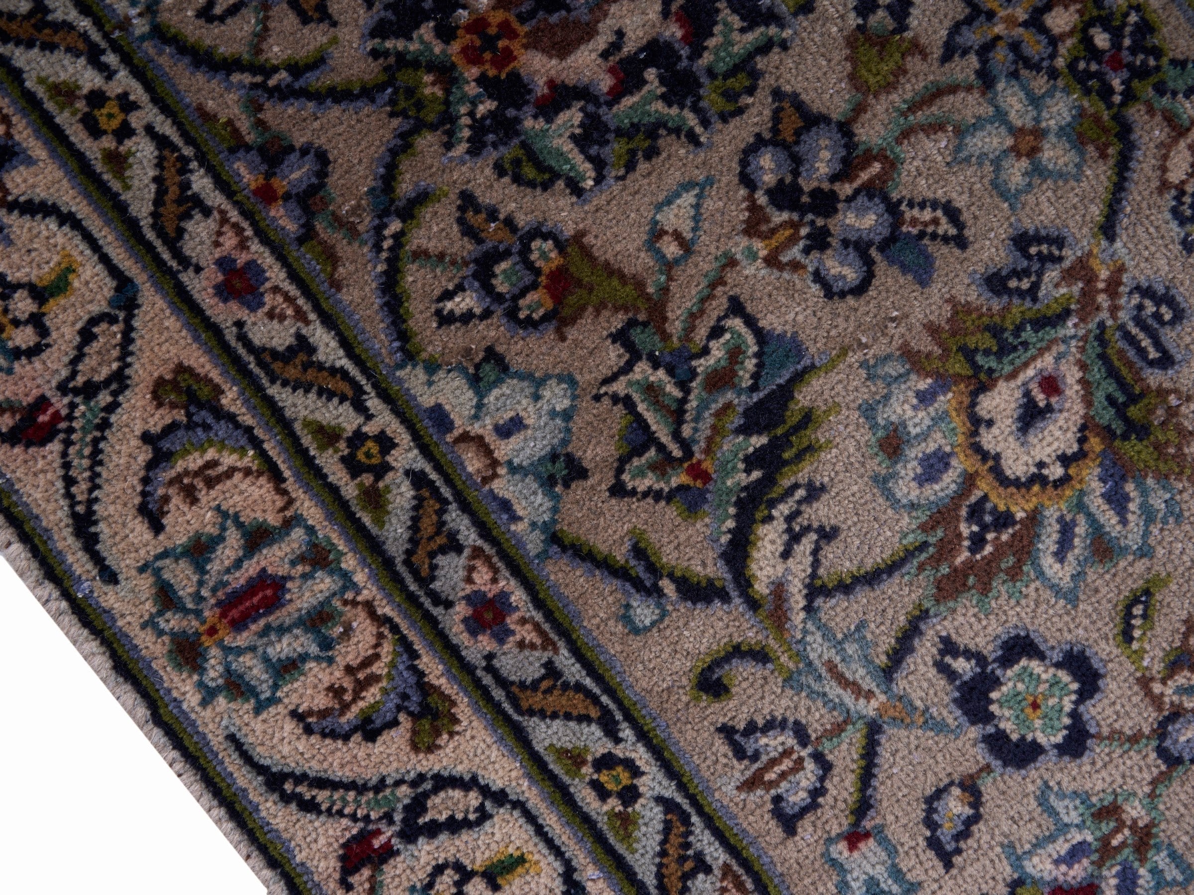 Persian Kashan oversized rug in cream and muted pink, view 6 of 15