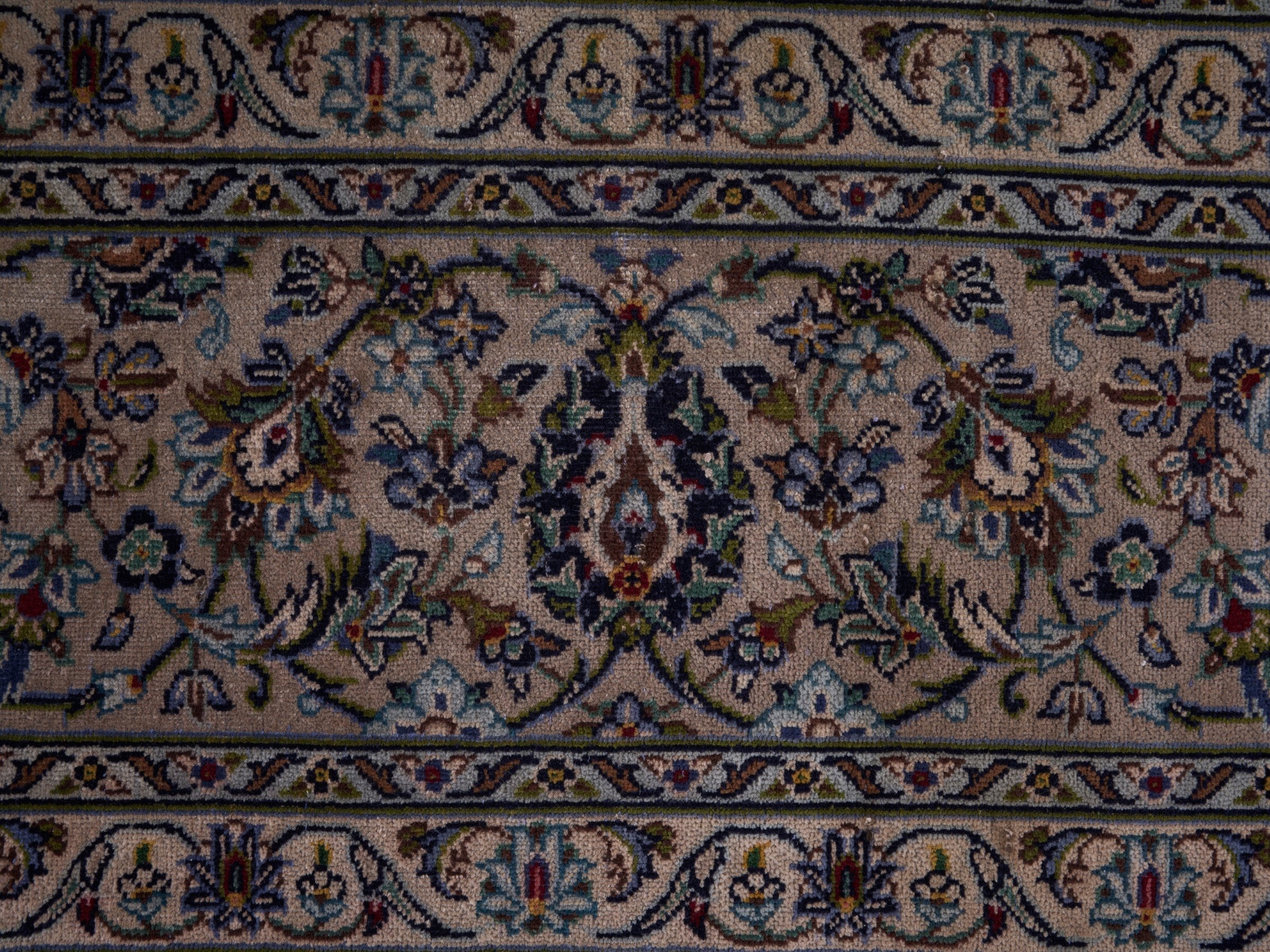 Persian Kashan oversized rug in cream and muted pink, view 7 of 15