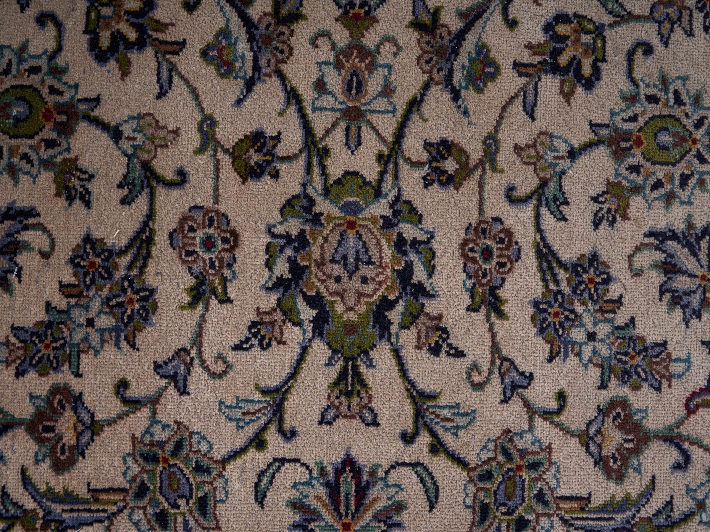 Persian Kashan oversized rug in cream and muted pink, view 8 of 15