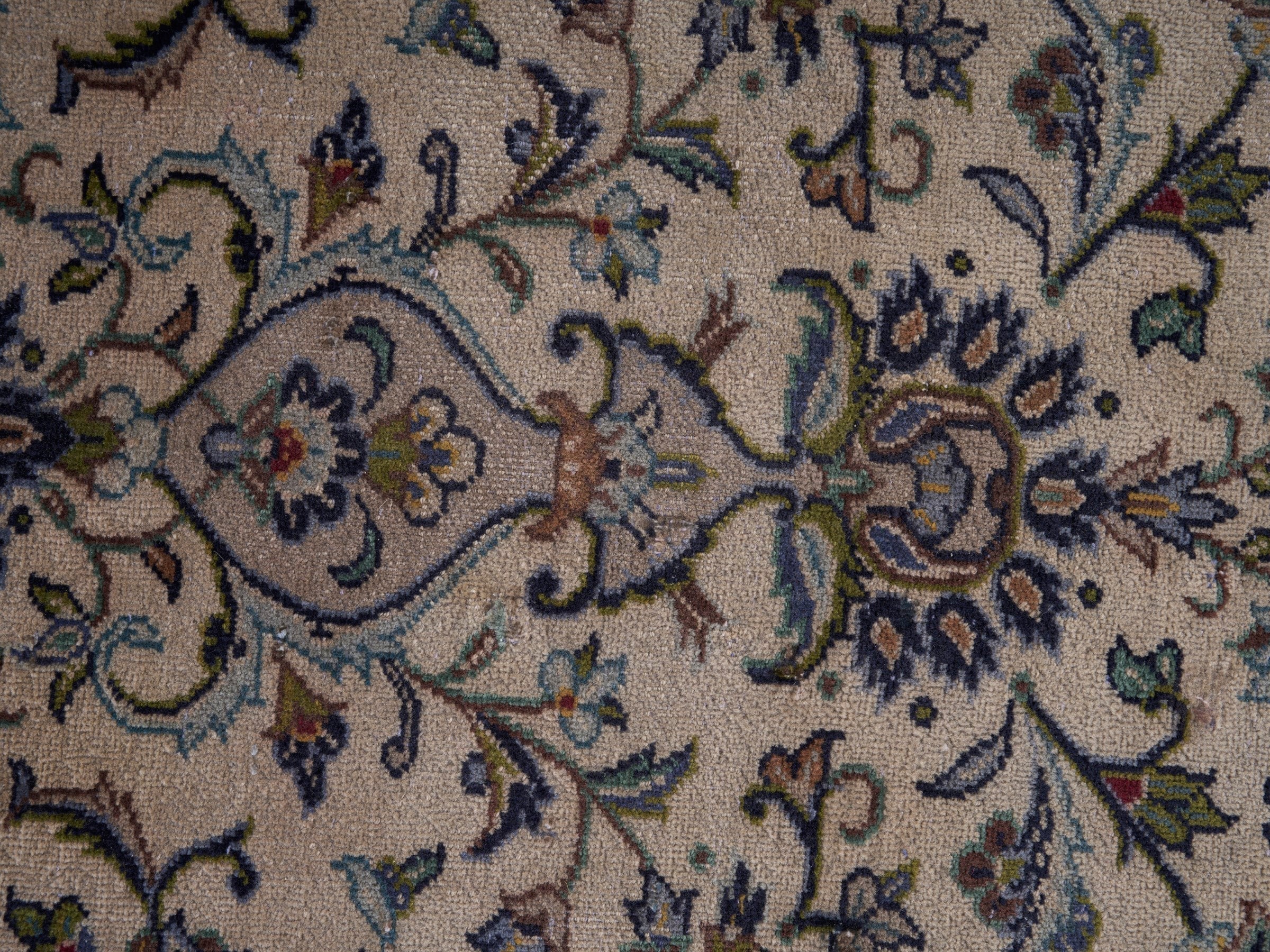Persian Kashan oversized rug in cream and muted pink, view 11 of 15