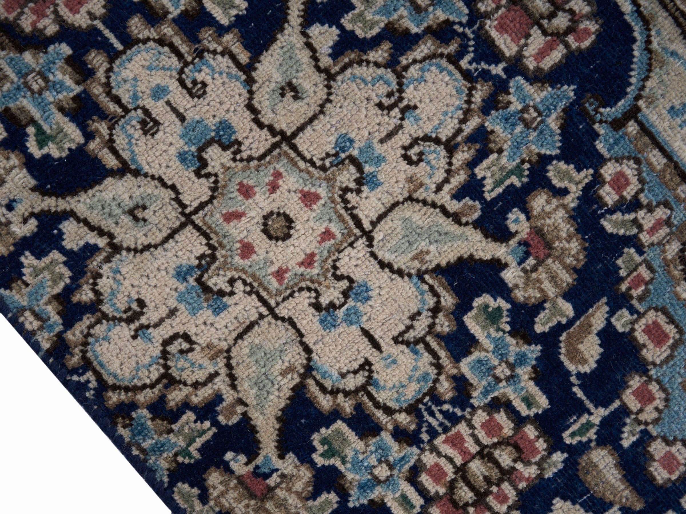 Persian Kerman oversized rug in terracotta and navy, view 6 of 15
