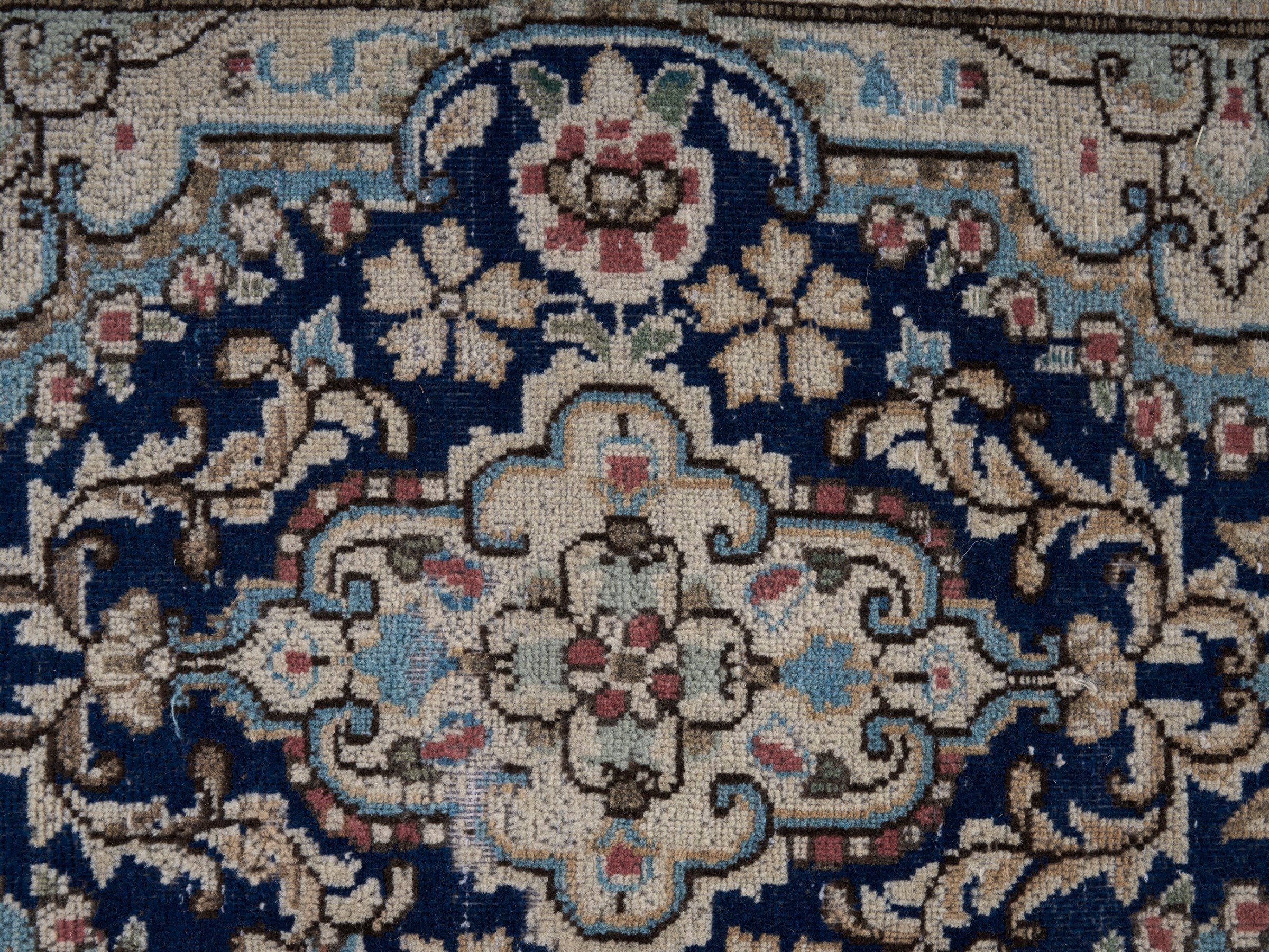 Persian Kerman oversized rug in terracotta and navy, view 7 of 15