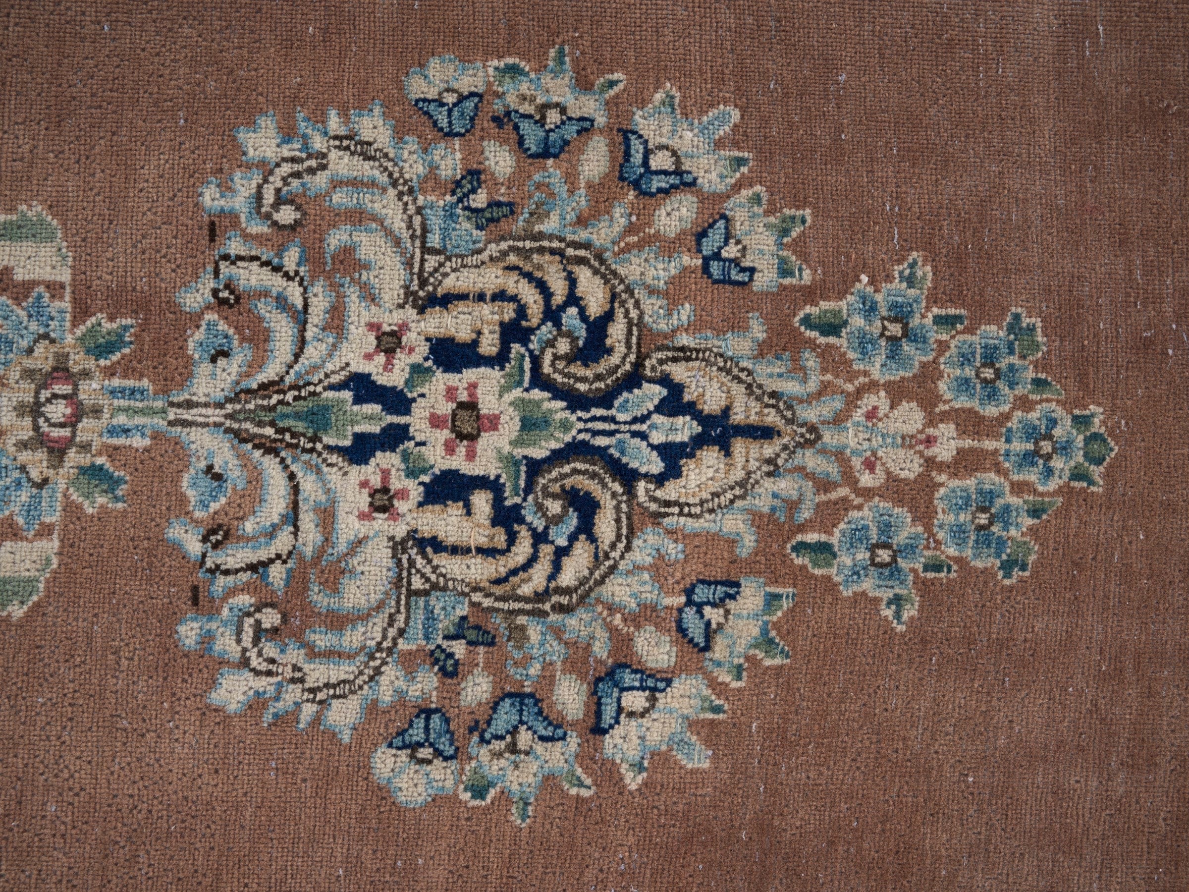 Persian Kerman oversized rug in terracotta and navy, view 10 of 15