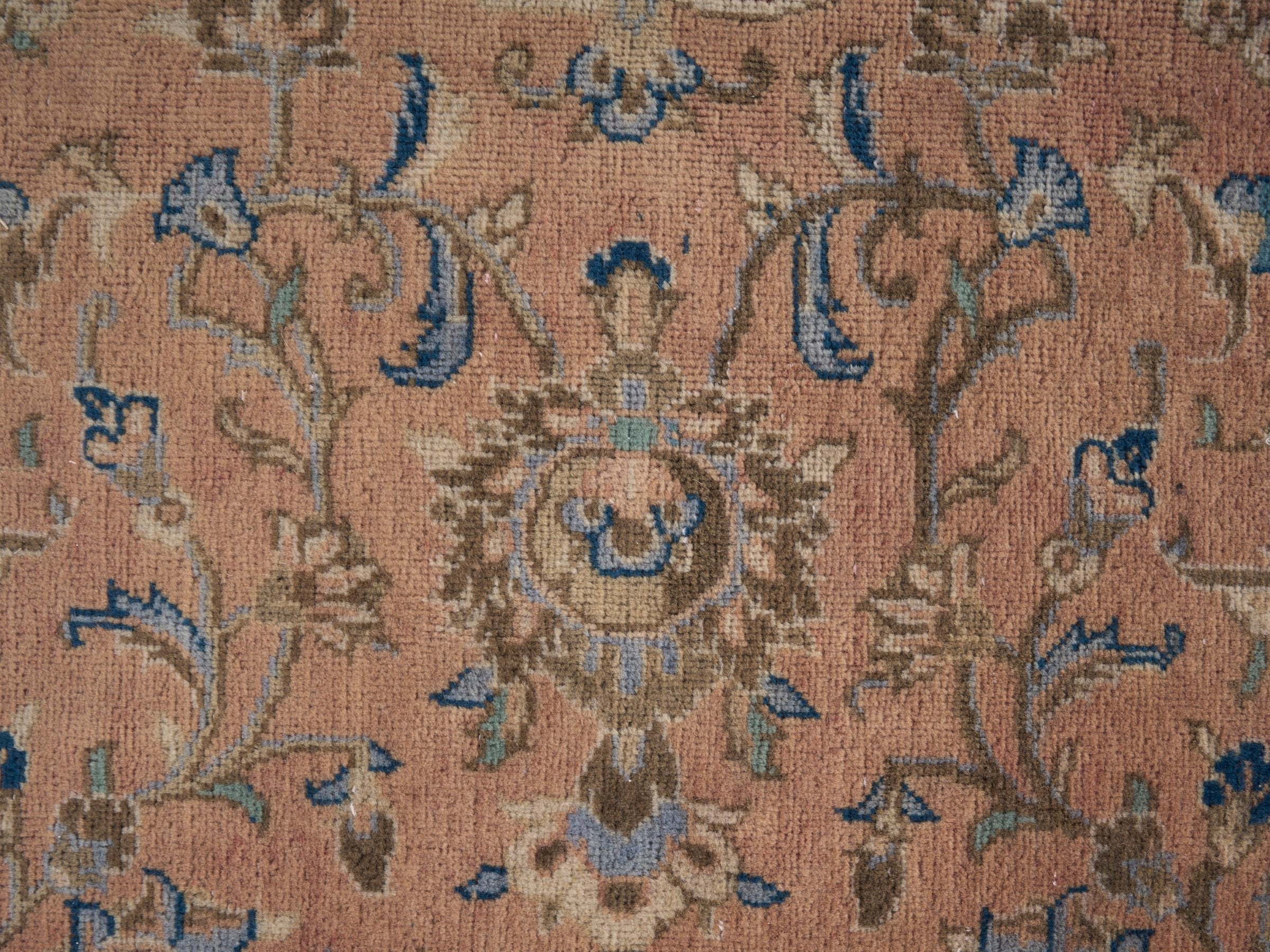 Persian Kashan oversized rug in tan and antique gold, view 8 of 15