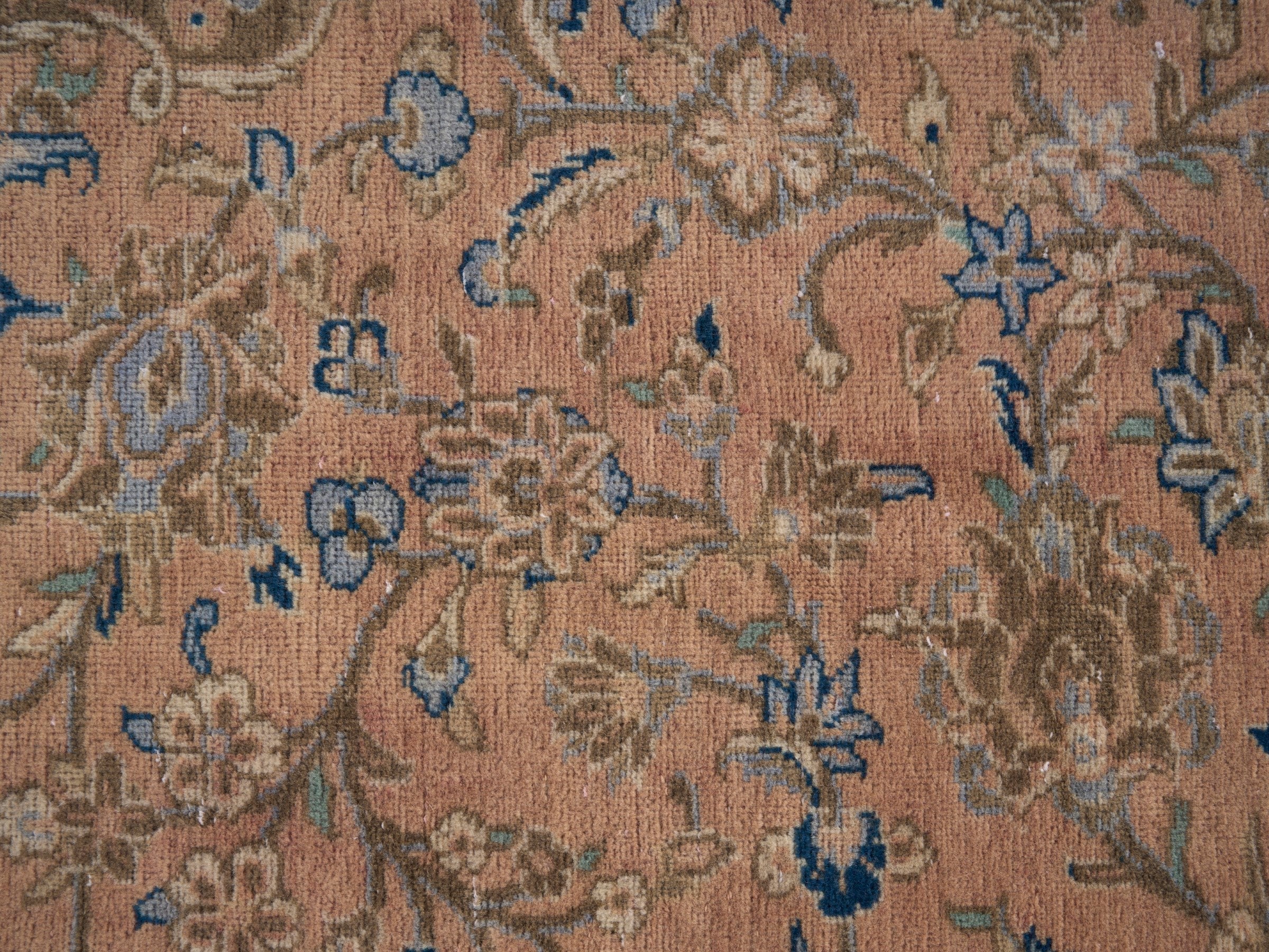 Persian Kashan oversized rug in tan and antique gold, view 9 of 15