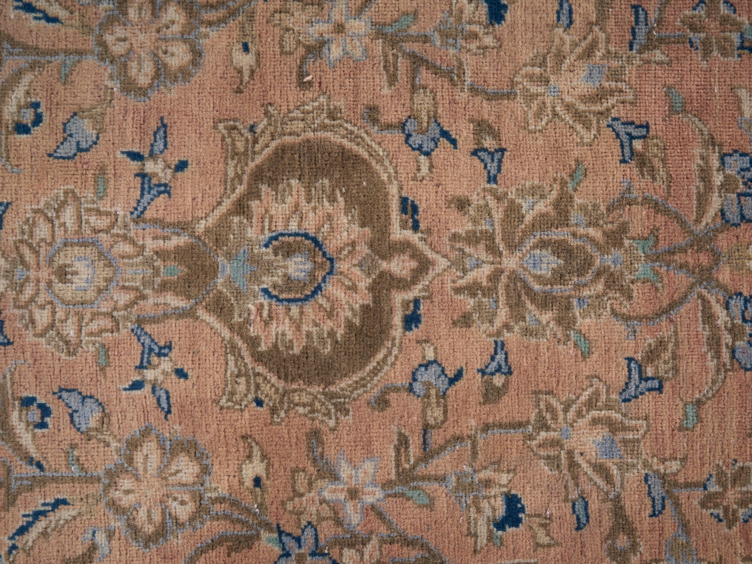 Persian Kashan oversized rug in tan and antique gold, view 10 of 15