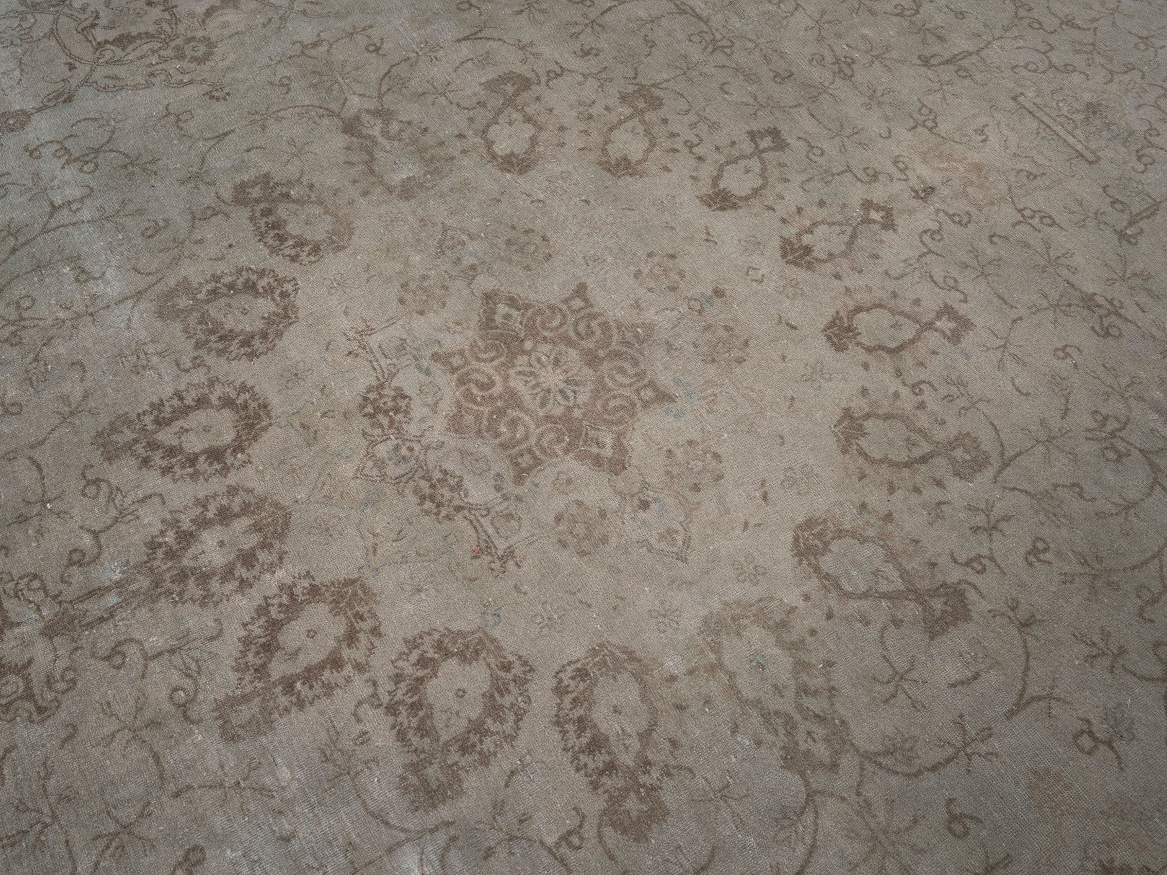 Persian Tabriz oversized rug in cream and taupe, view 12 of 15