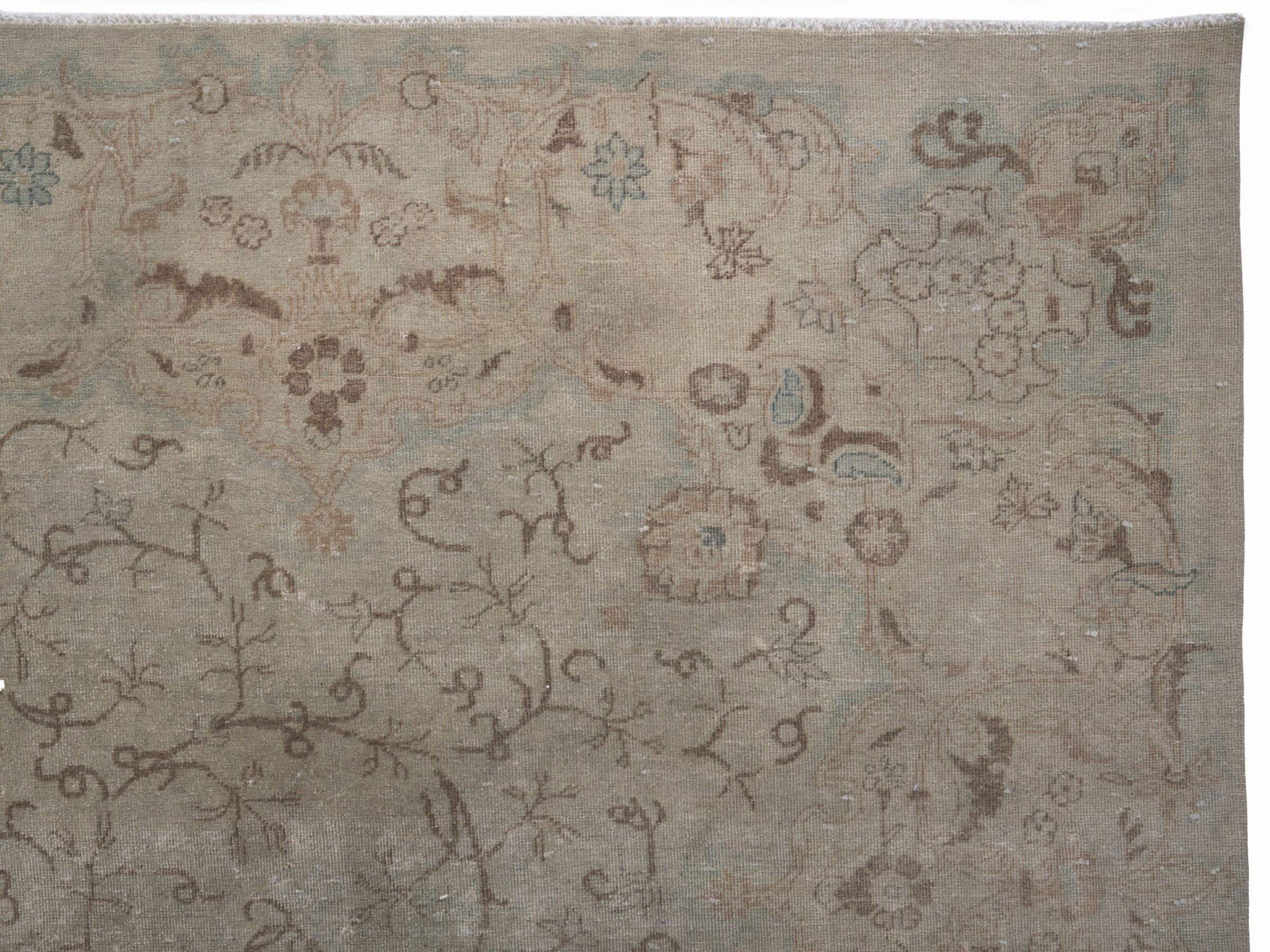 Persian Tabriz oversized rug in cream and taupe, view 13 of 15