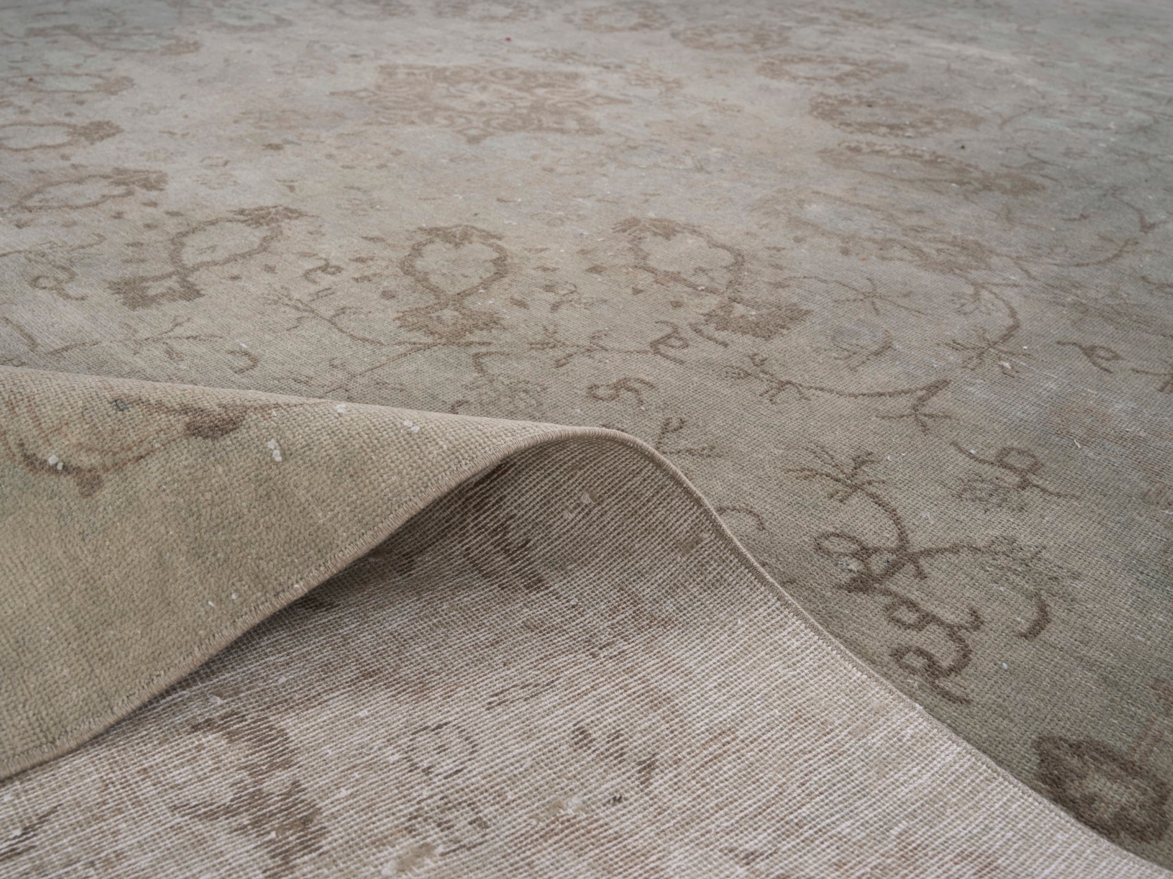 Persian Tabriz oversized rug in cream and taupe, view 14 of 15