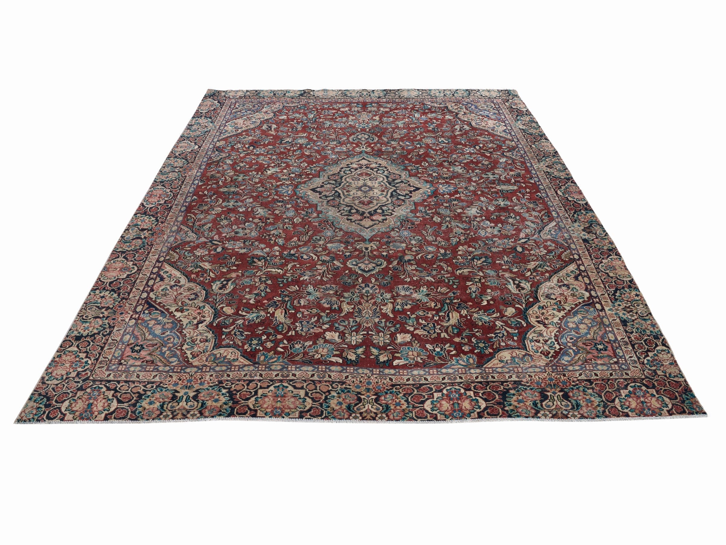 Persian Mahal oversized rug in deep red and cream, view 2 of 15