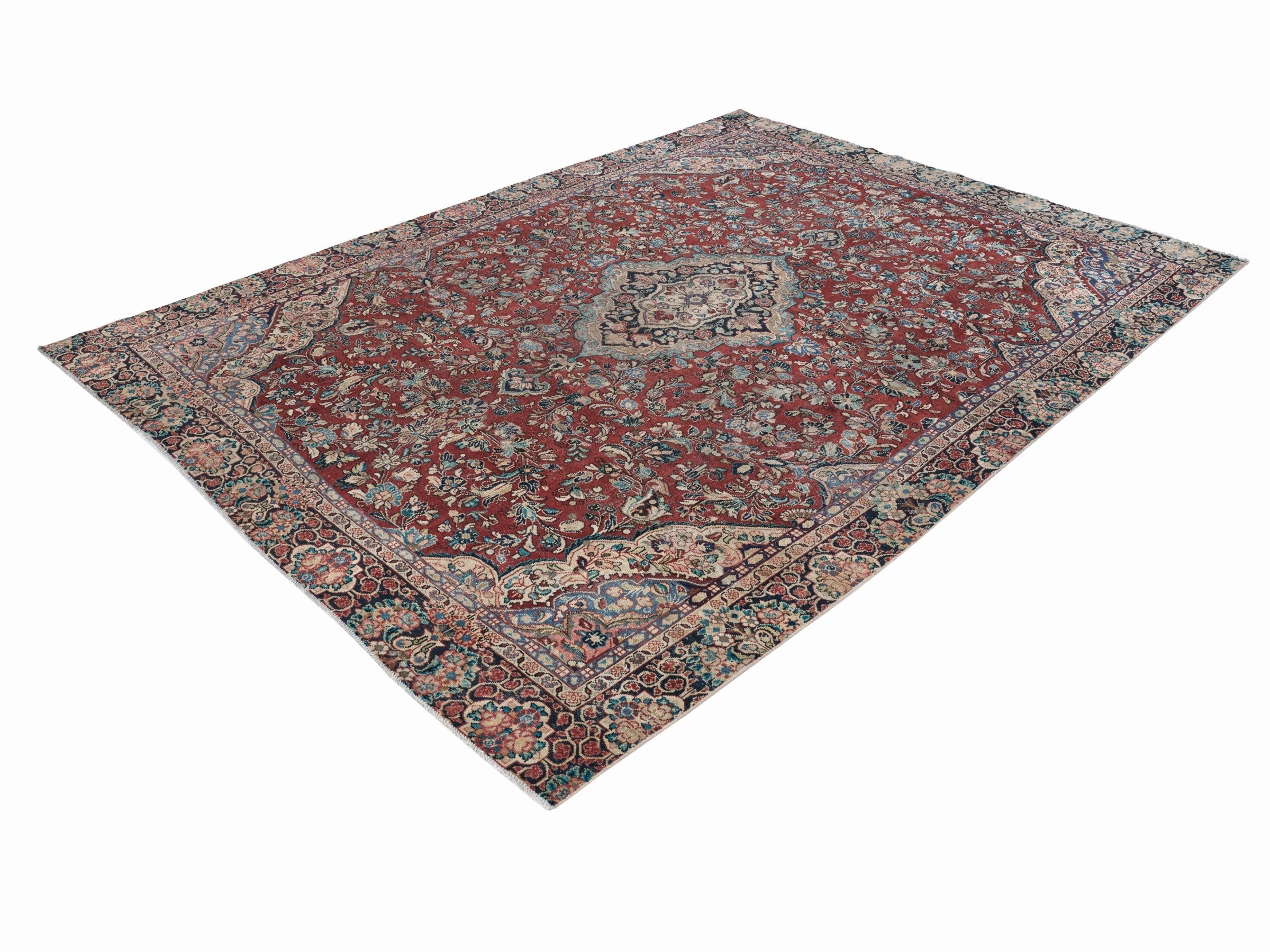 Persian Mahal oversized rug in deep red and cream, view 3 of 15