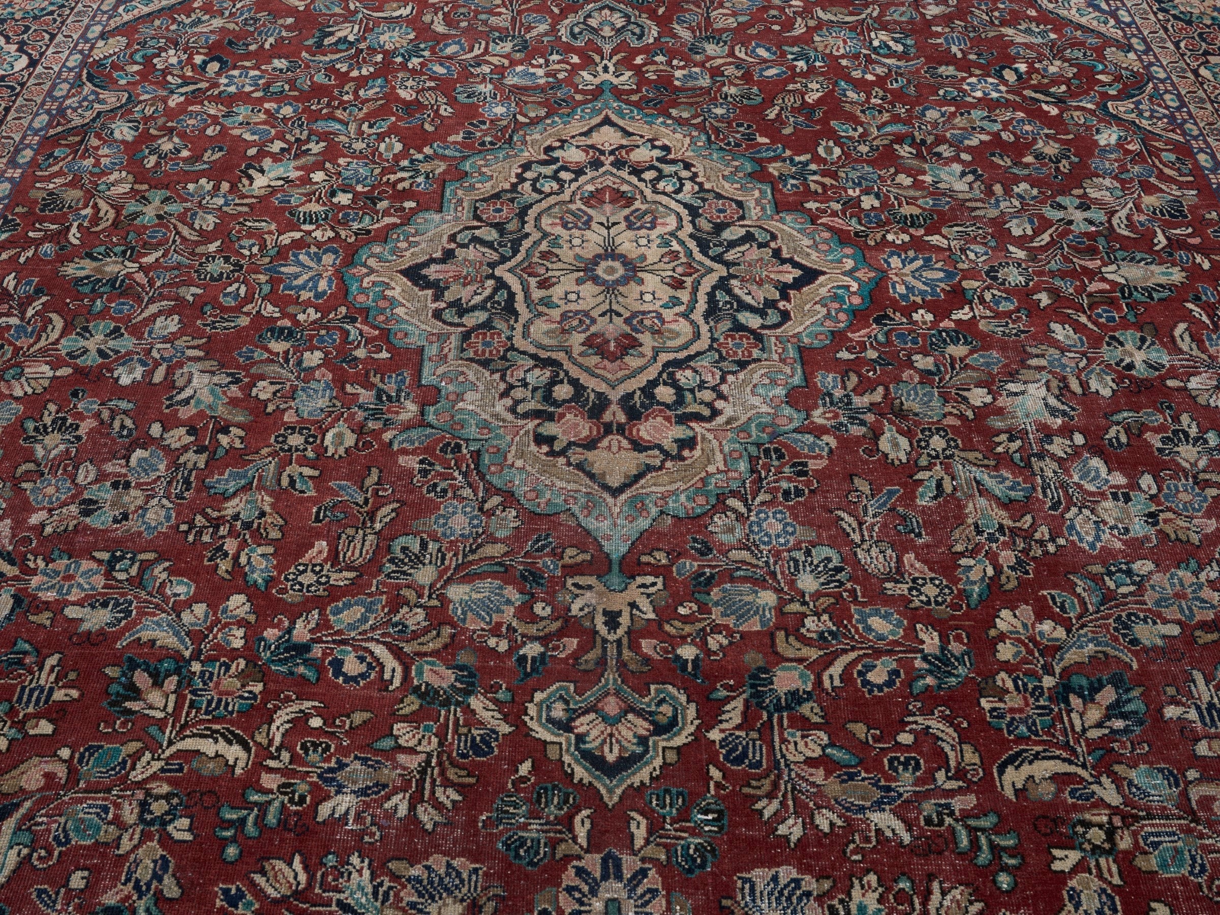 Persian Mahal oversized rug in deep red and cream, view 4 of 15