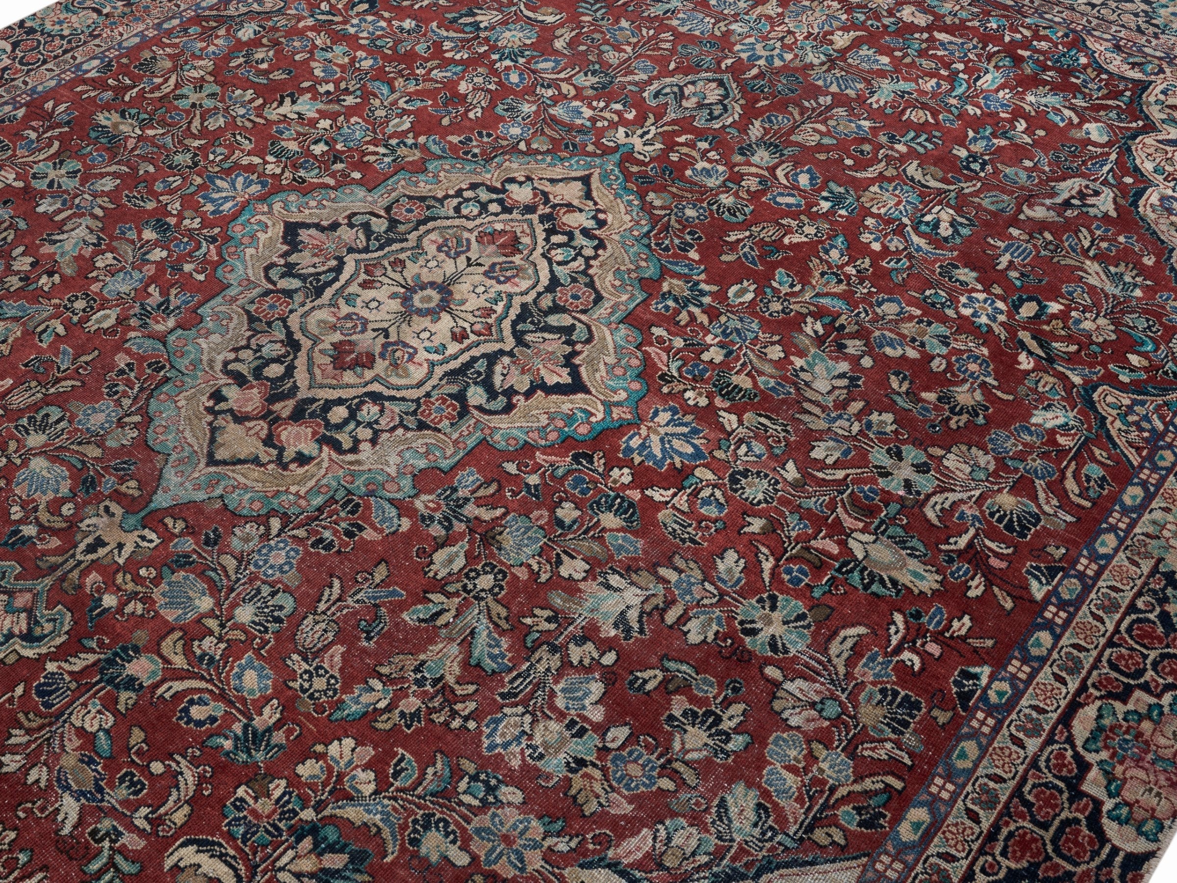 Persian Mahal oversized rug in deep red and cream, view 5 of 15