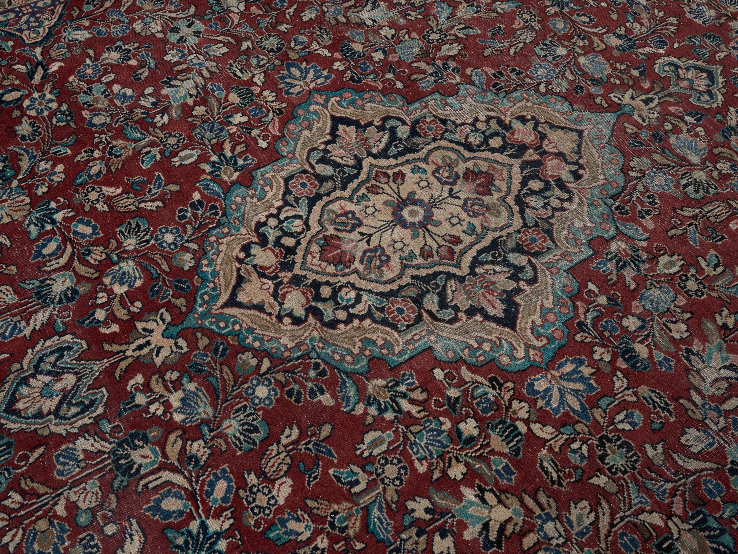 Persian Mahal oversized rug in deep red and cream, view 12 of 15