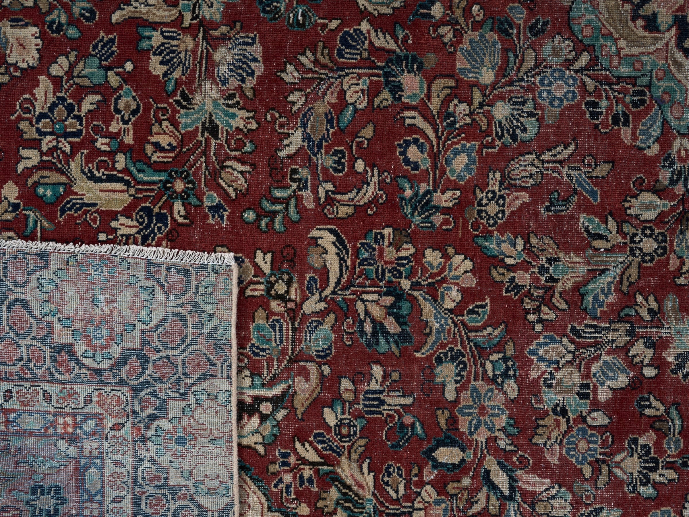 Persian Mahal oversized rug in deep red and cream, view 15 of 15
