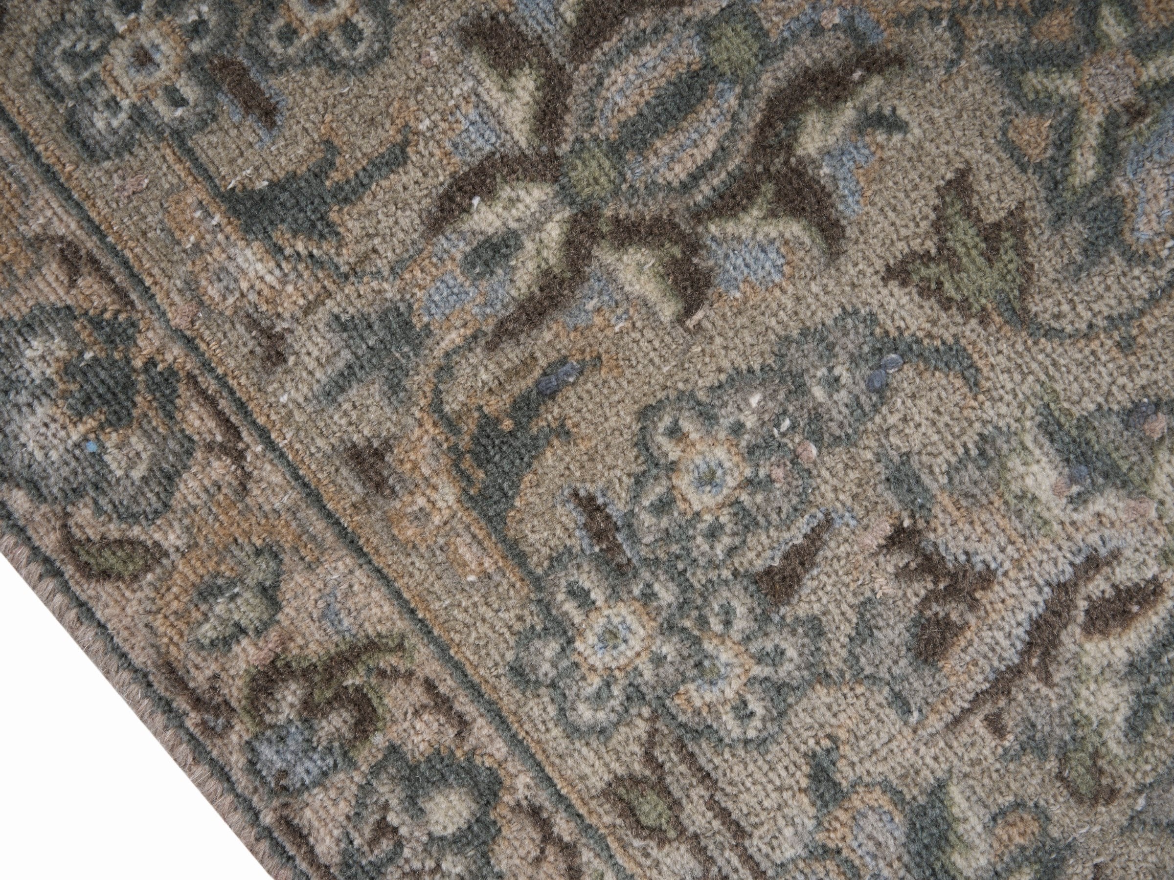 Persian Kashan oversized rug in cream and taupe, view 6 of 15
