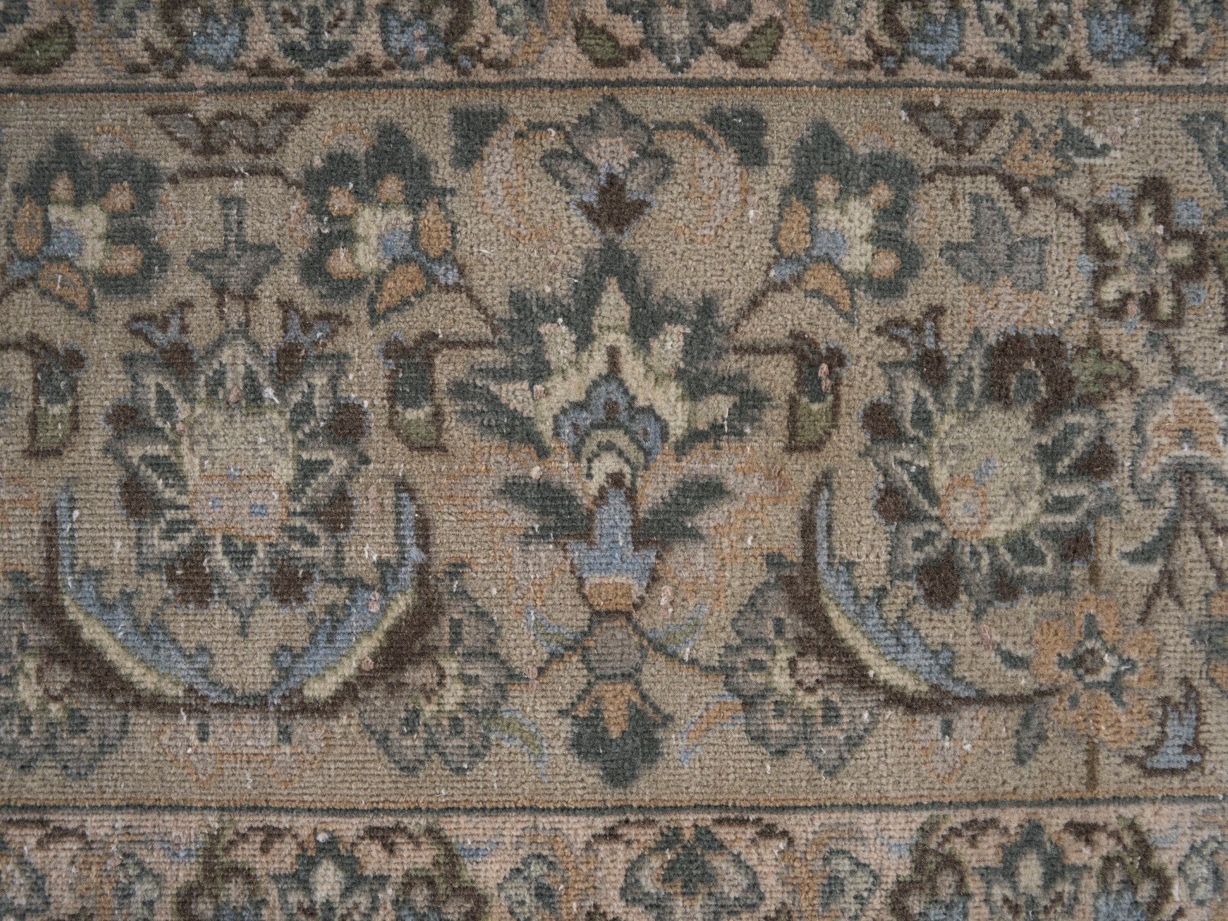 Persian Kashan oversized rug in cream and taupe, view 7 of 15
