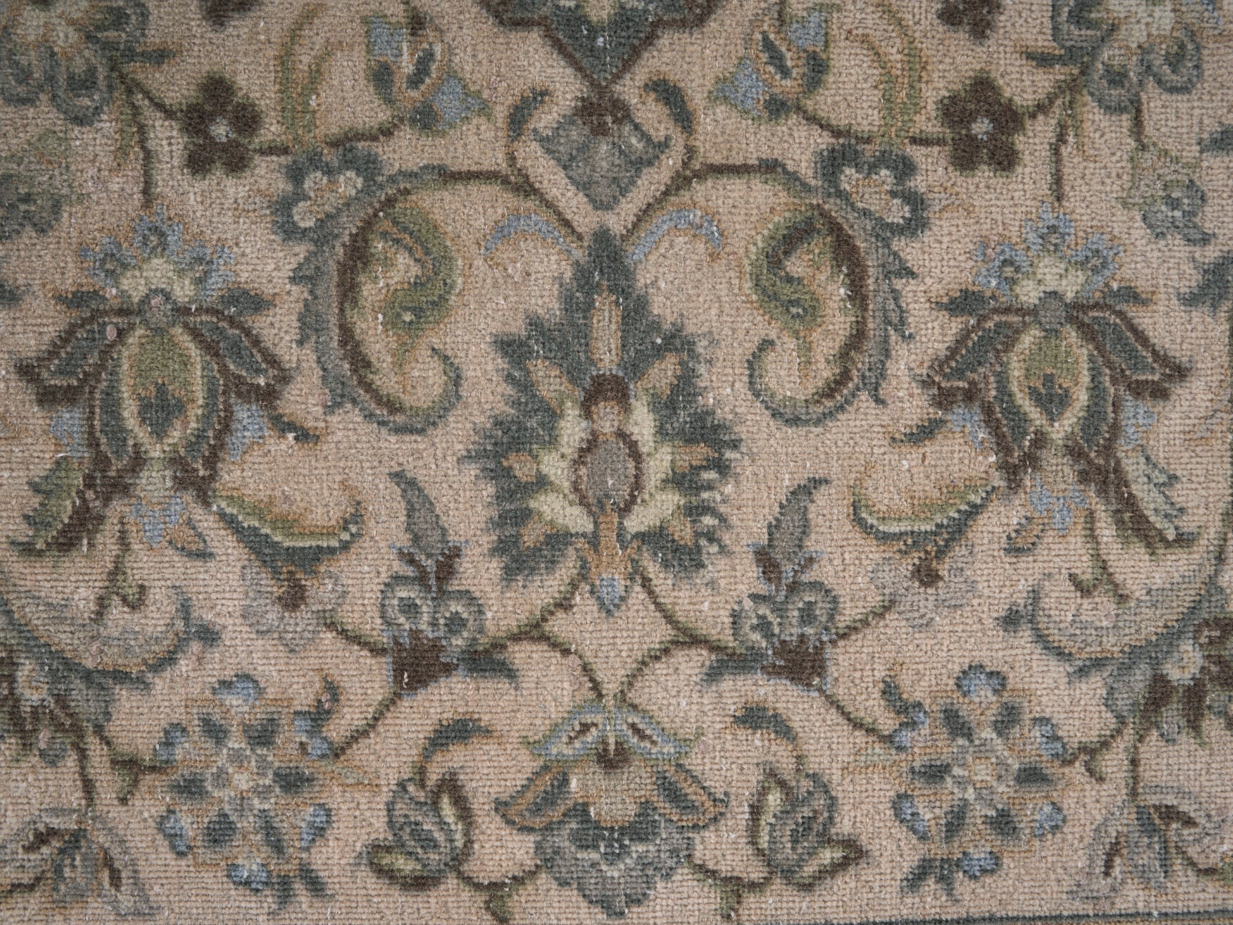 Persian Kashan oversized rug in cream and taupe, view 8 of 15