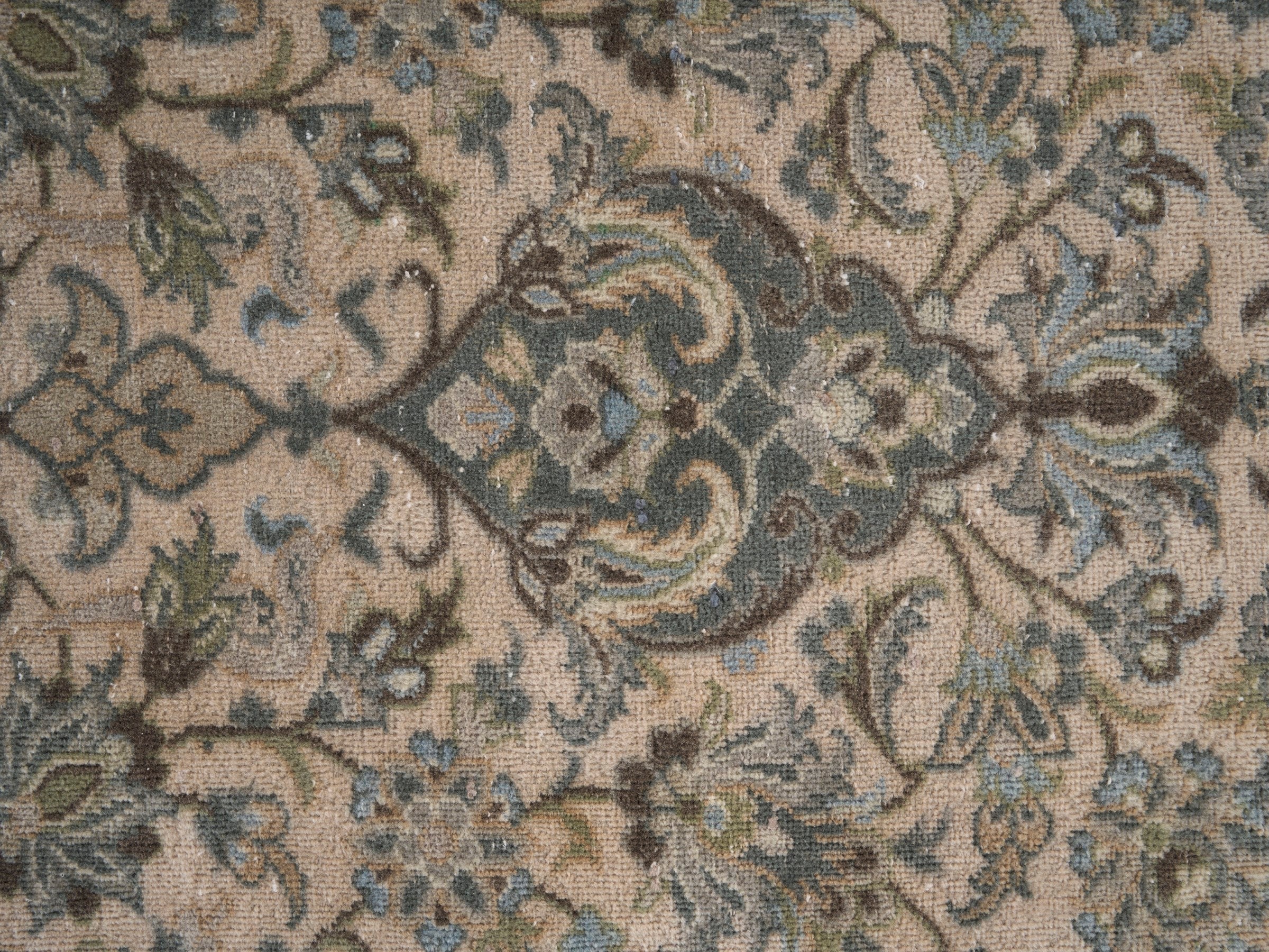 Persian Kashan oversized rug in cream and taupe, view 9 of 15