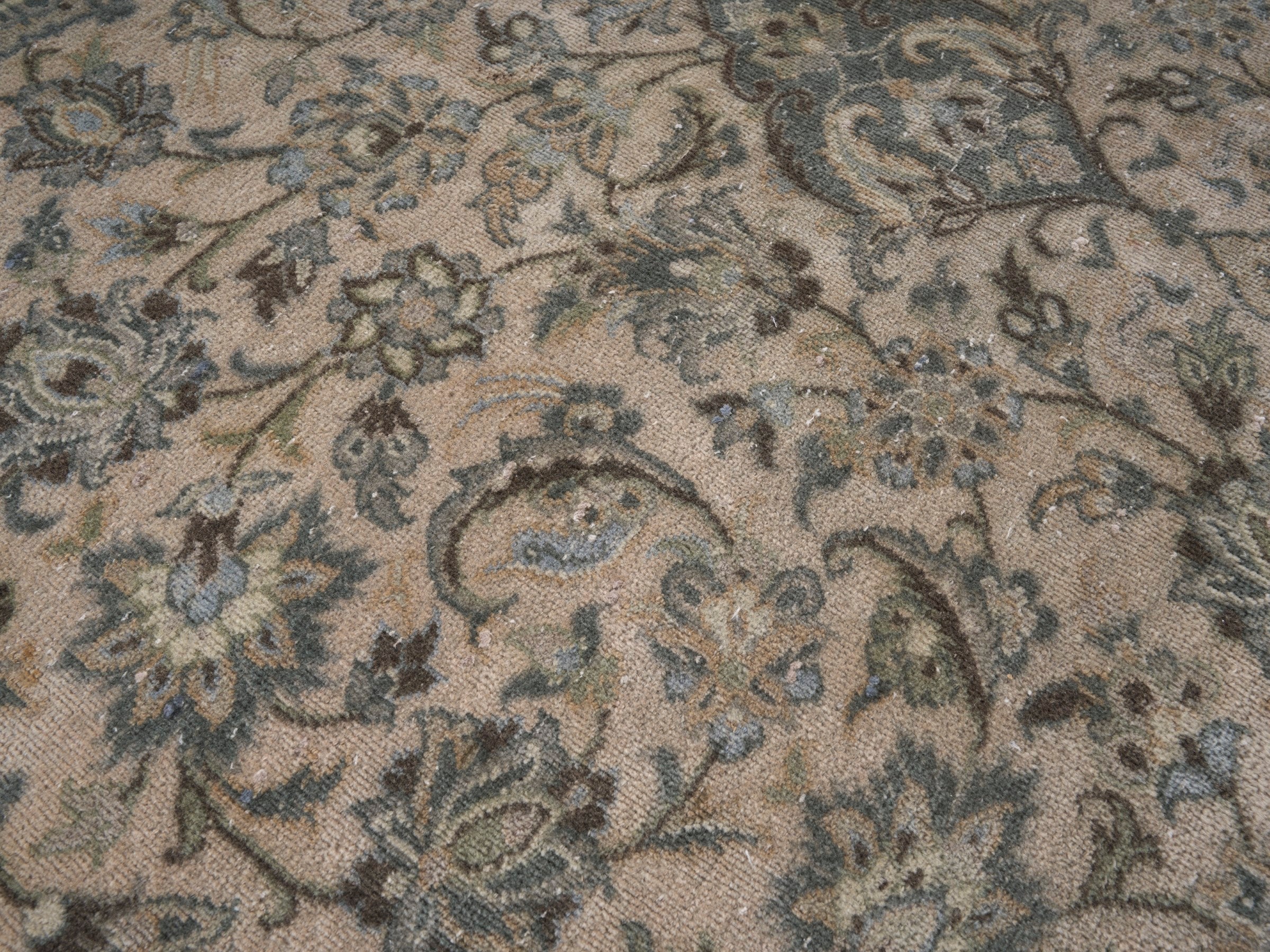 Persian Kashan oversized rug in cream and taupe, view 10 of 15