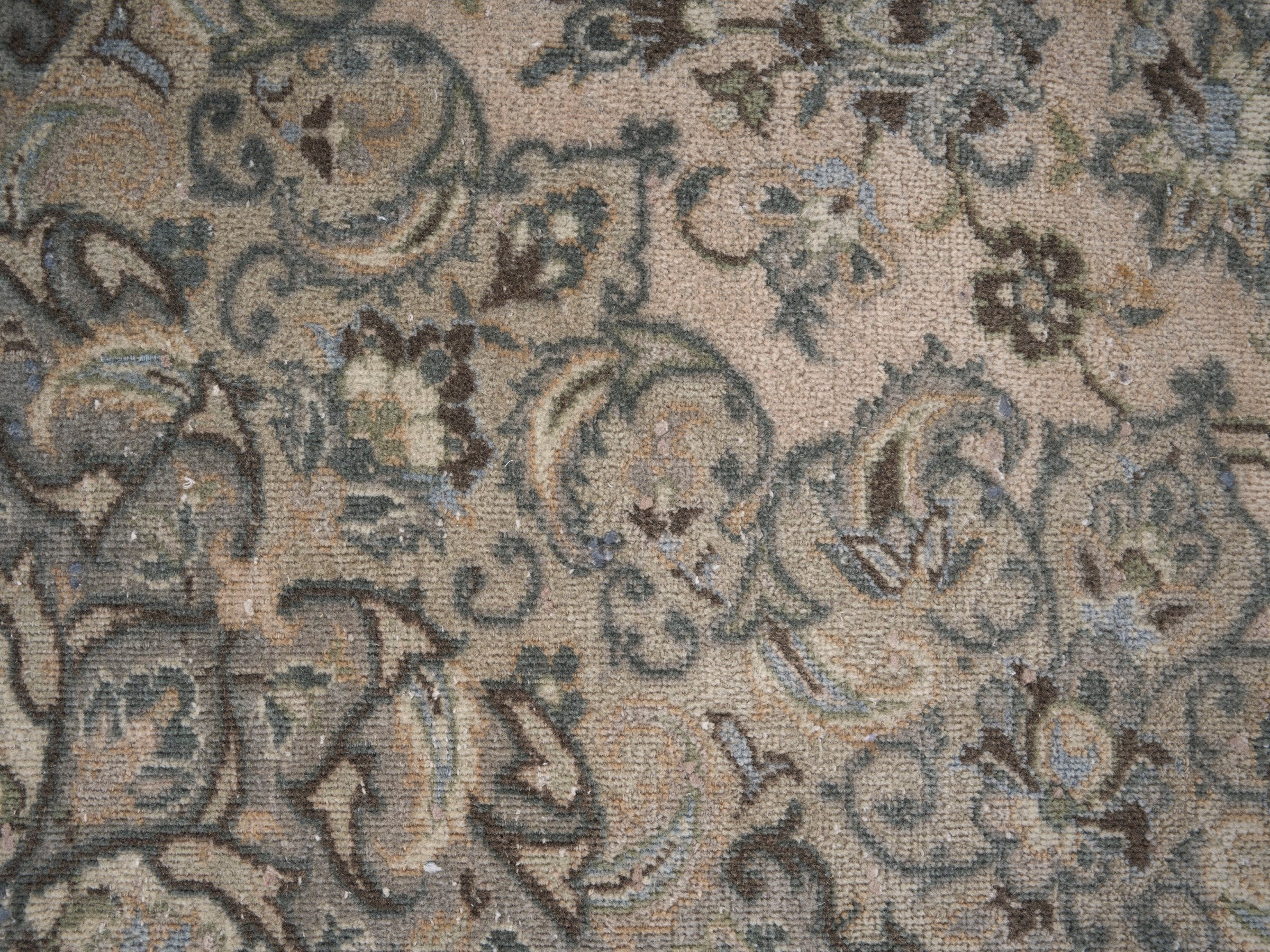 Persian Kashan oversized rug in cream and taupe, view 11 of 15
