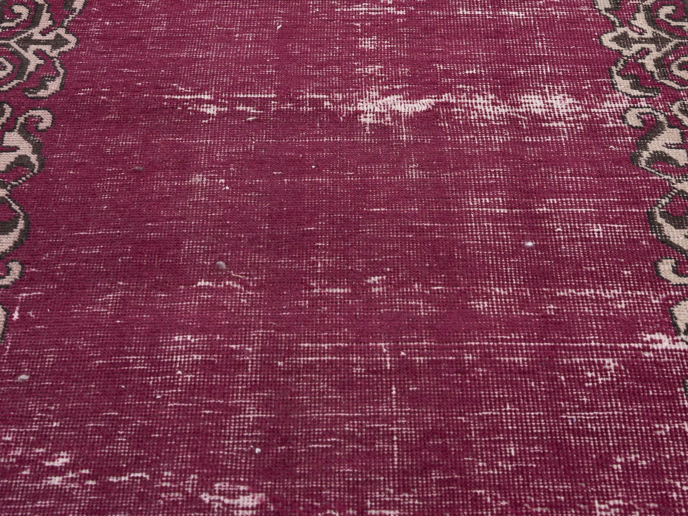 Persian Tabriz runner rug in burgundy and faded red, view 4 of 10