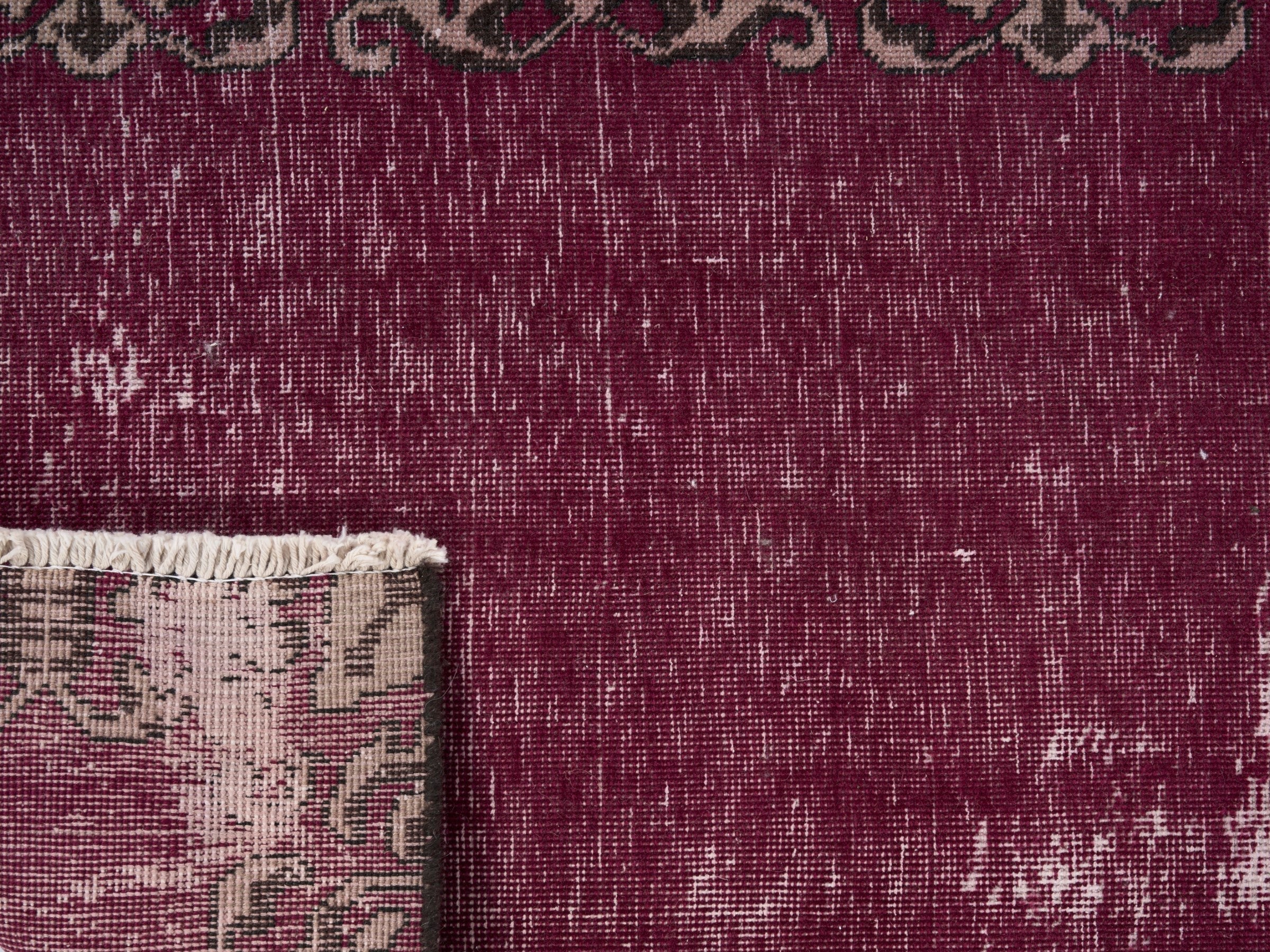 Persian Tabriz runner rug in burgundy and faded red, view 10 of 10