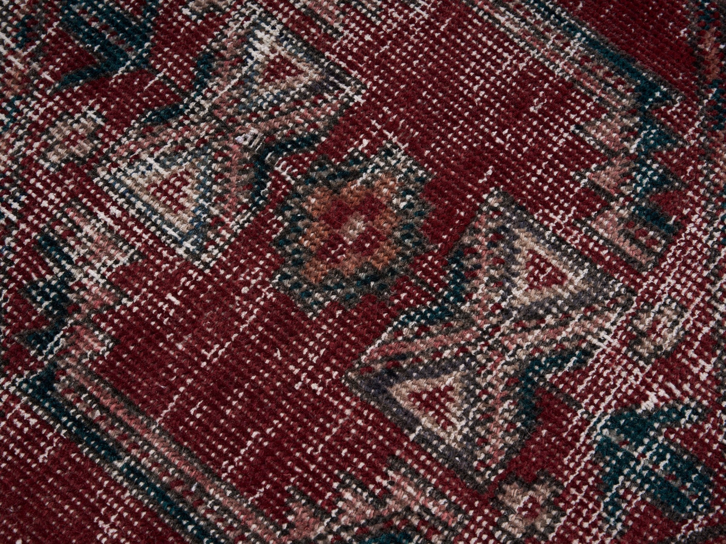 Persian Ardabil runner rug in deep red and charcoal, view 7 of 10
