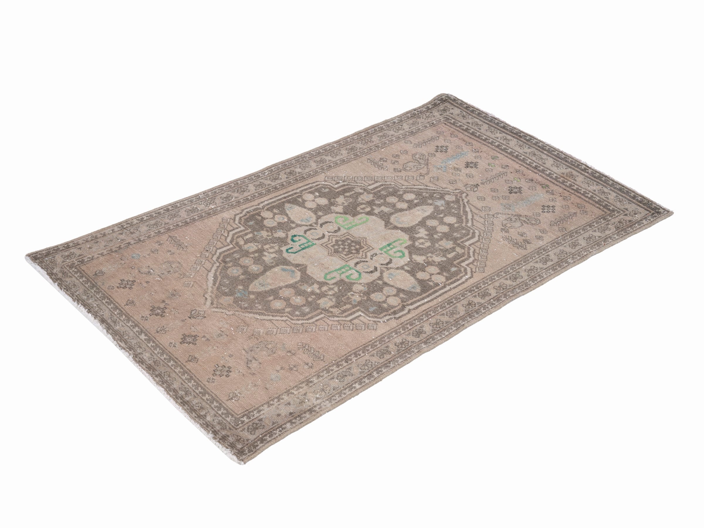Persian Shiraz accent rug in taupe and greige, view 3 of 10