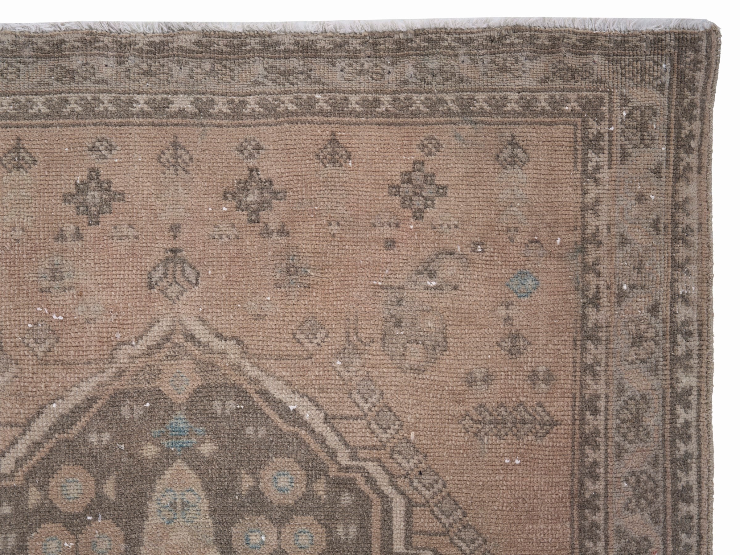 Persian Shiraz accent rug in taupe and greige, view 8 of 10