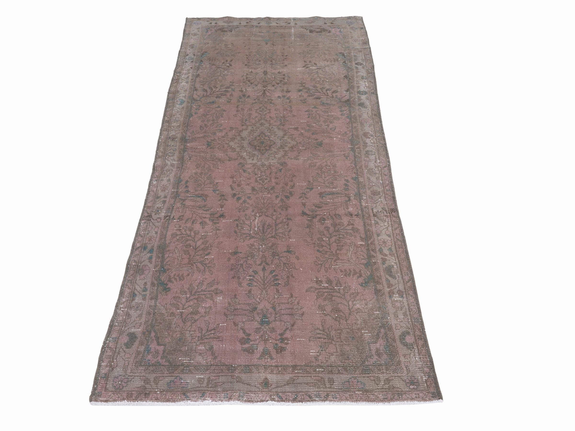 Persian Hamedan runner rug in muted pink and greige, view 2 of 10