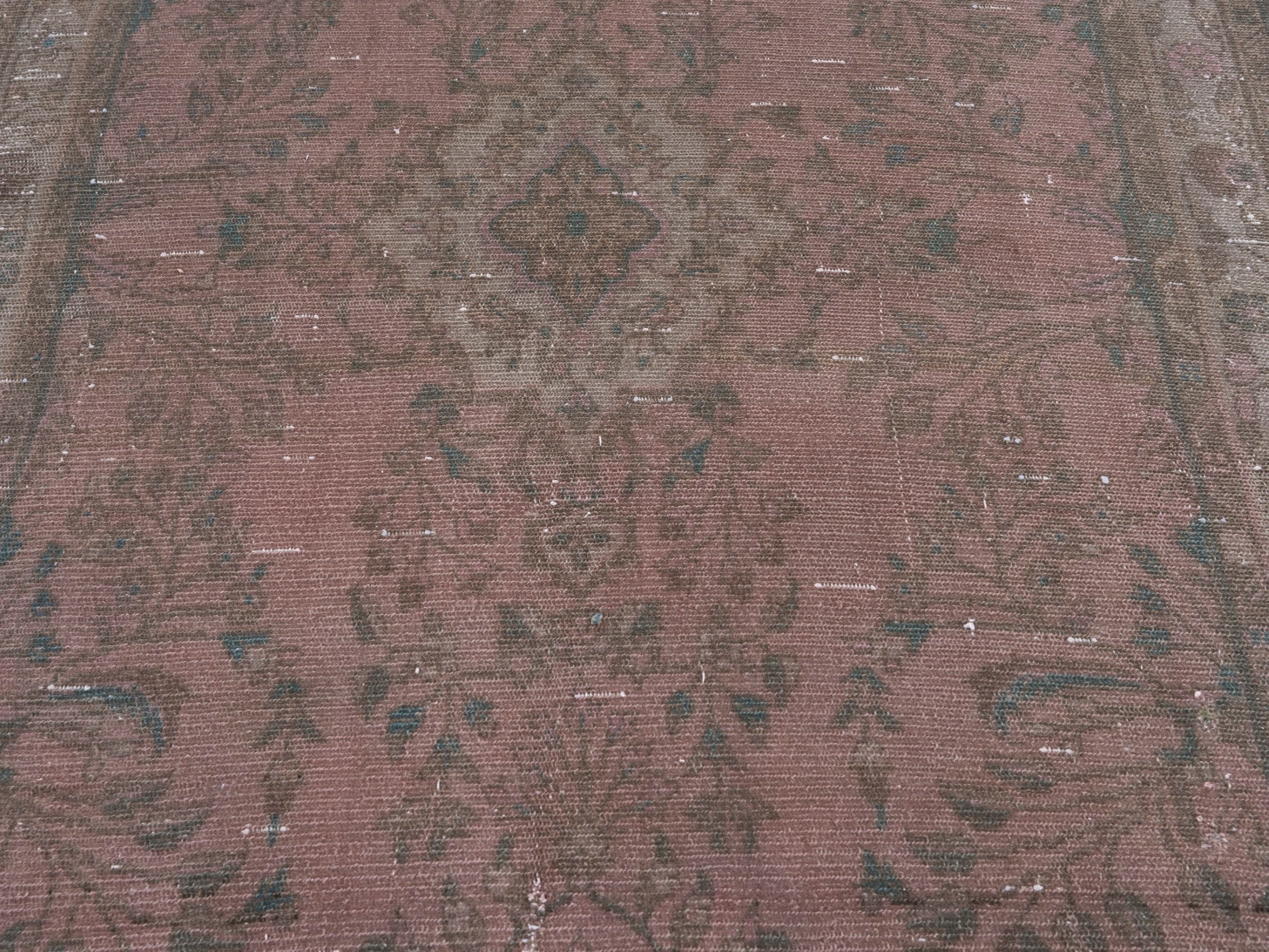 Persian Hamedan runner rug in muted pink and greige, view 4 of 10