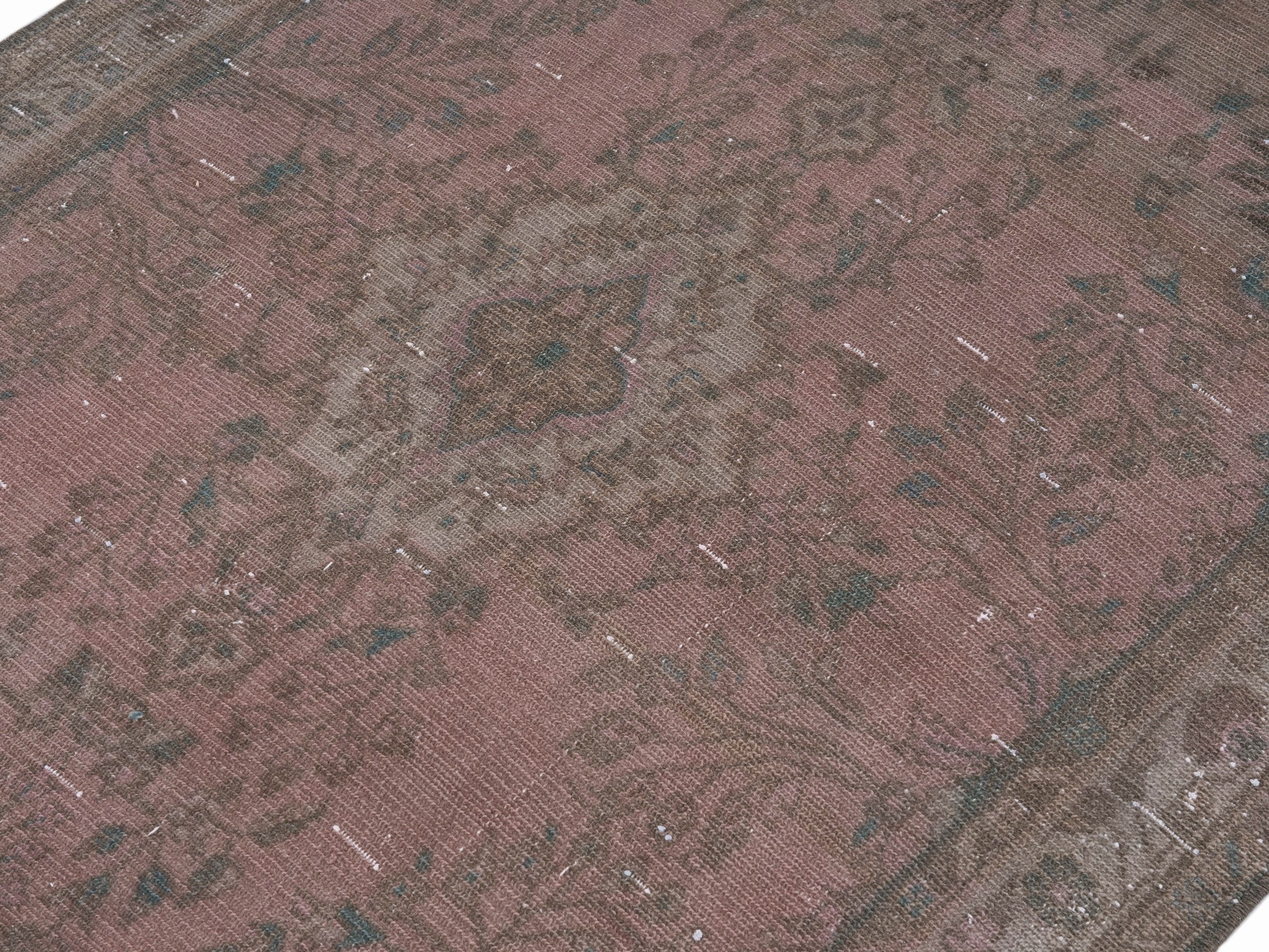 Persian Hamedan runner rug in muted pink and greige, view 5 of 10