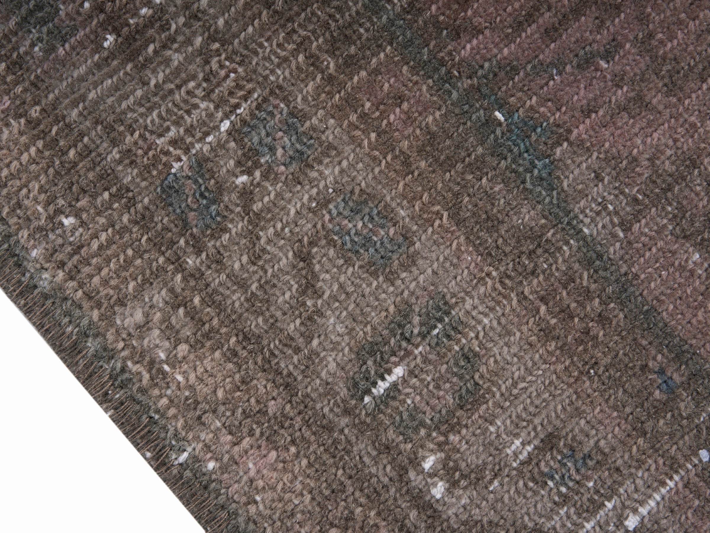 Persian Hamedan runner rug in muted pink and greige, view 6 of 10