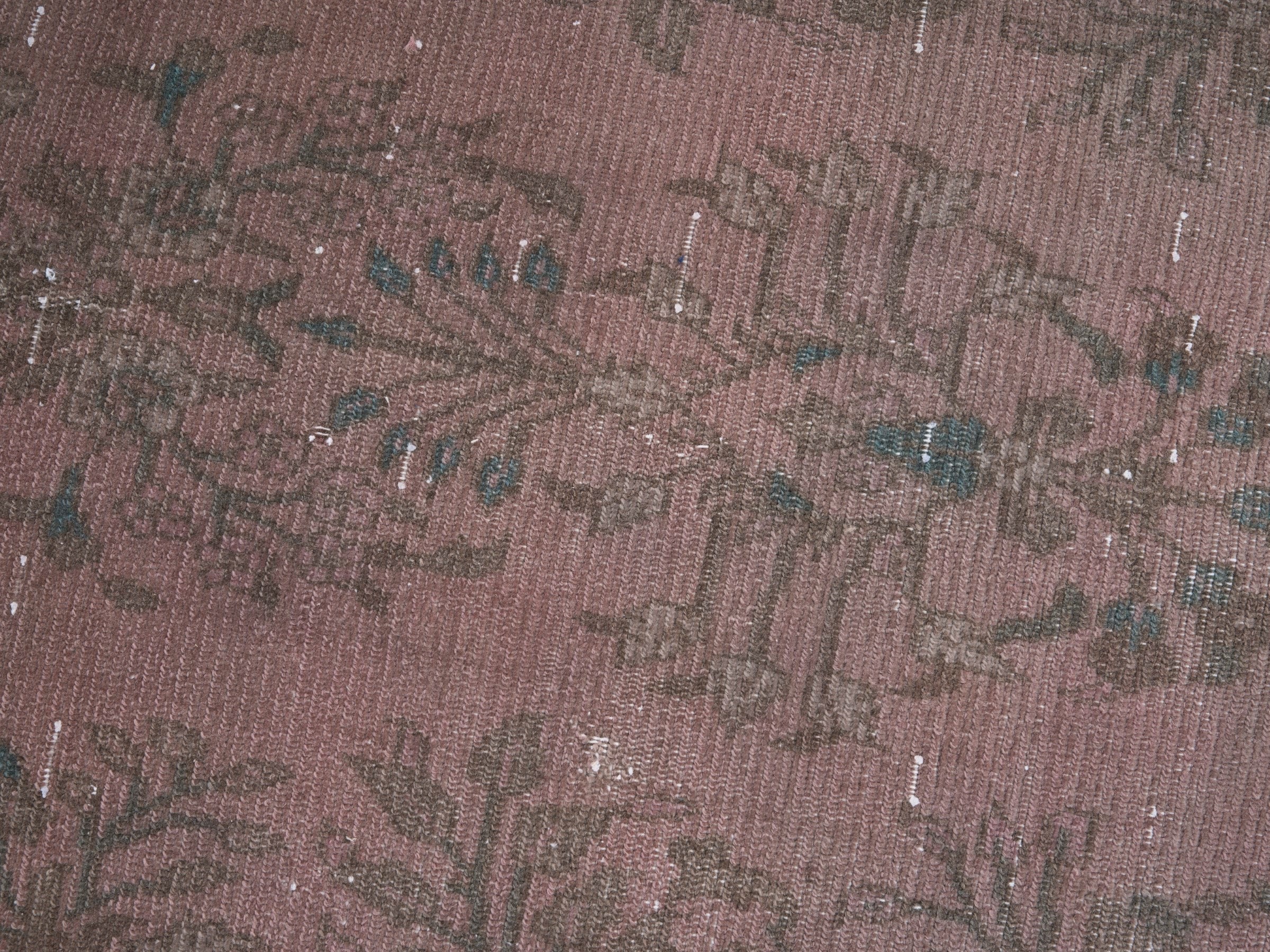 Persian Hamedan runner rug in muted pink and greige, view 7 of 10