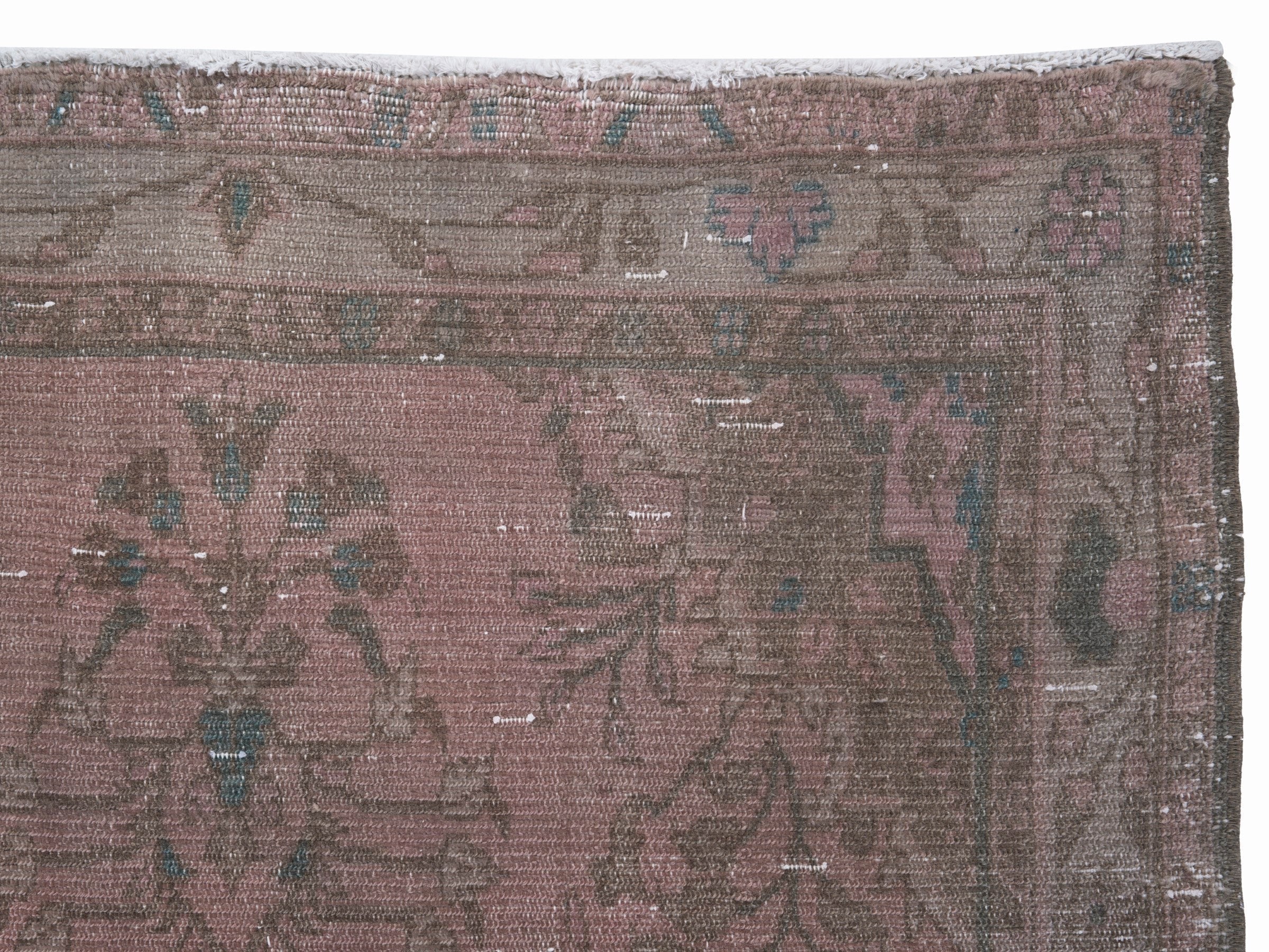 Persian Hamedan runner rug in muted pink and greige, view 8 of 10