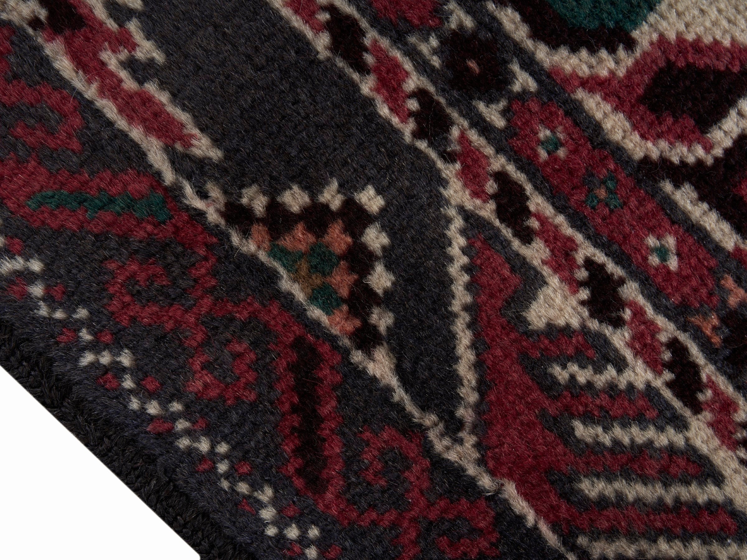 Persian Baluch runner rug in cream and burgundy, view 6 of 10