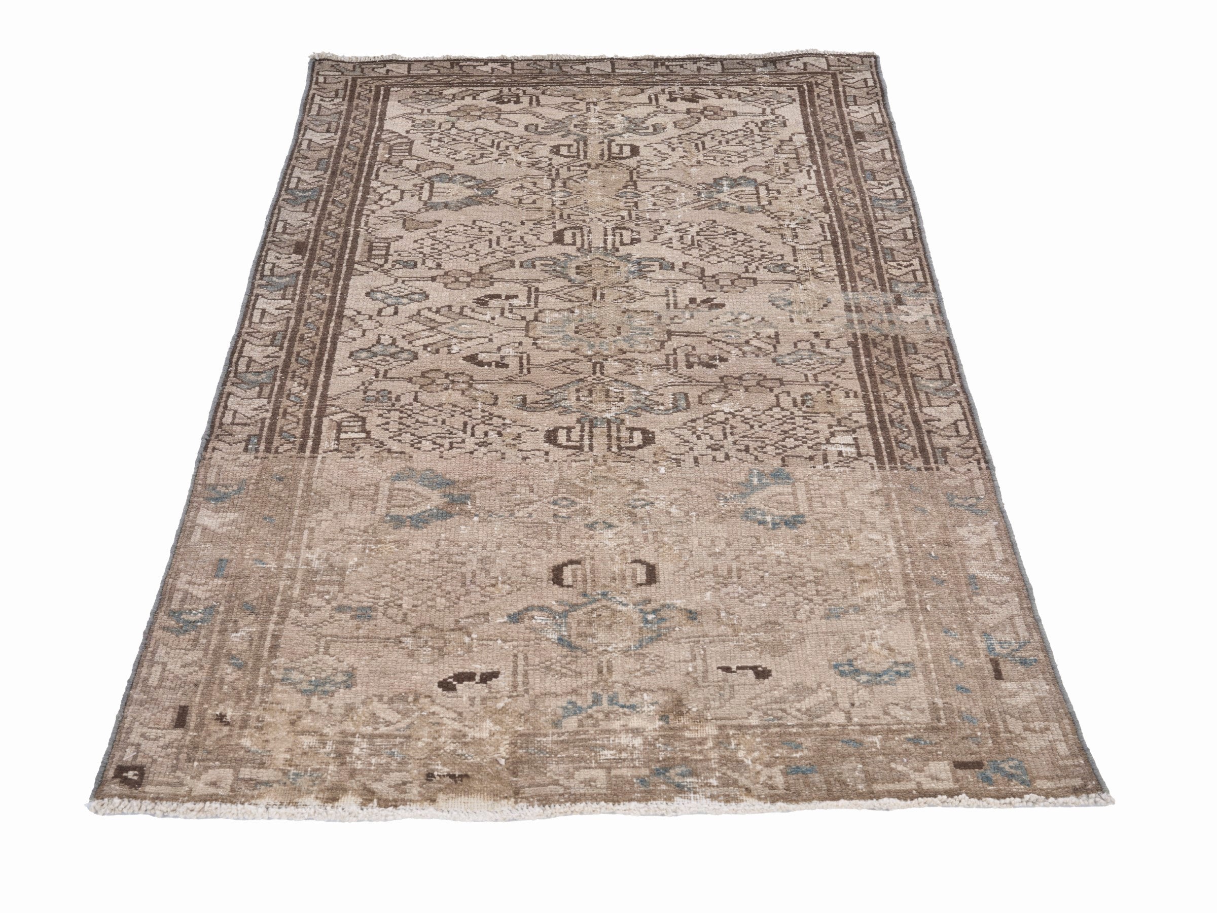 Persian Malayer accent rug in beige and taupe, view 2 of 10