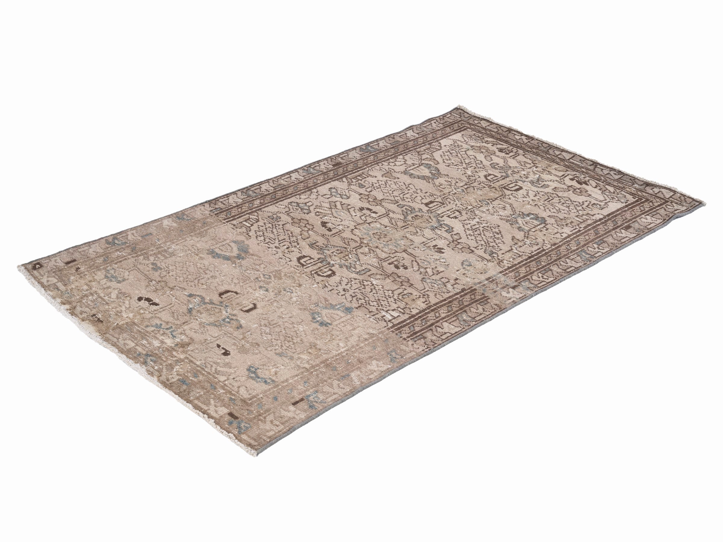 Persian Malayer accent rug in beige and taupe, view 3 of 10