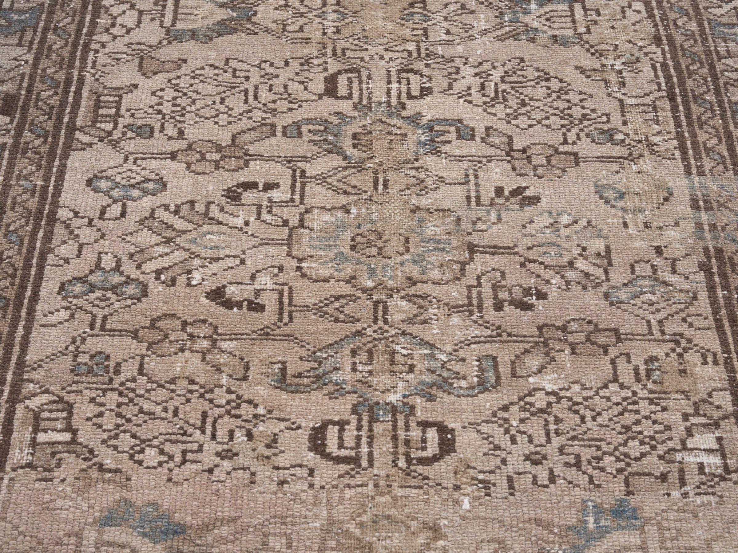 Persian Malayer accent rug in beige and taupe, view 4 of 10