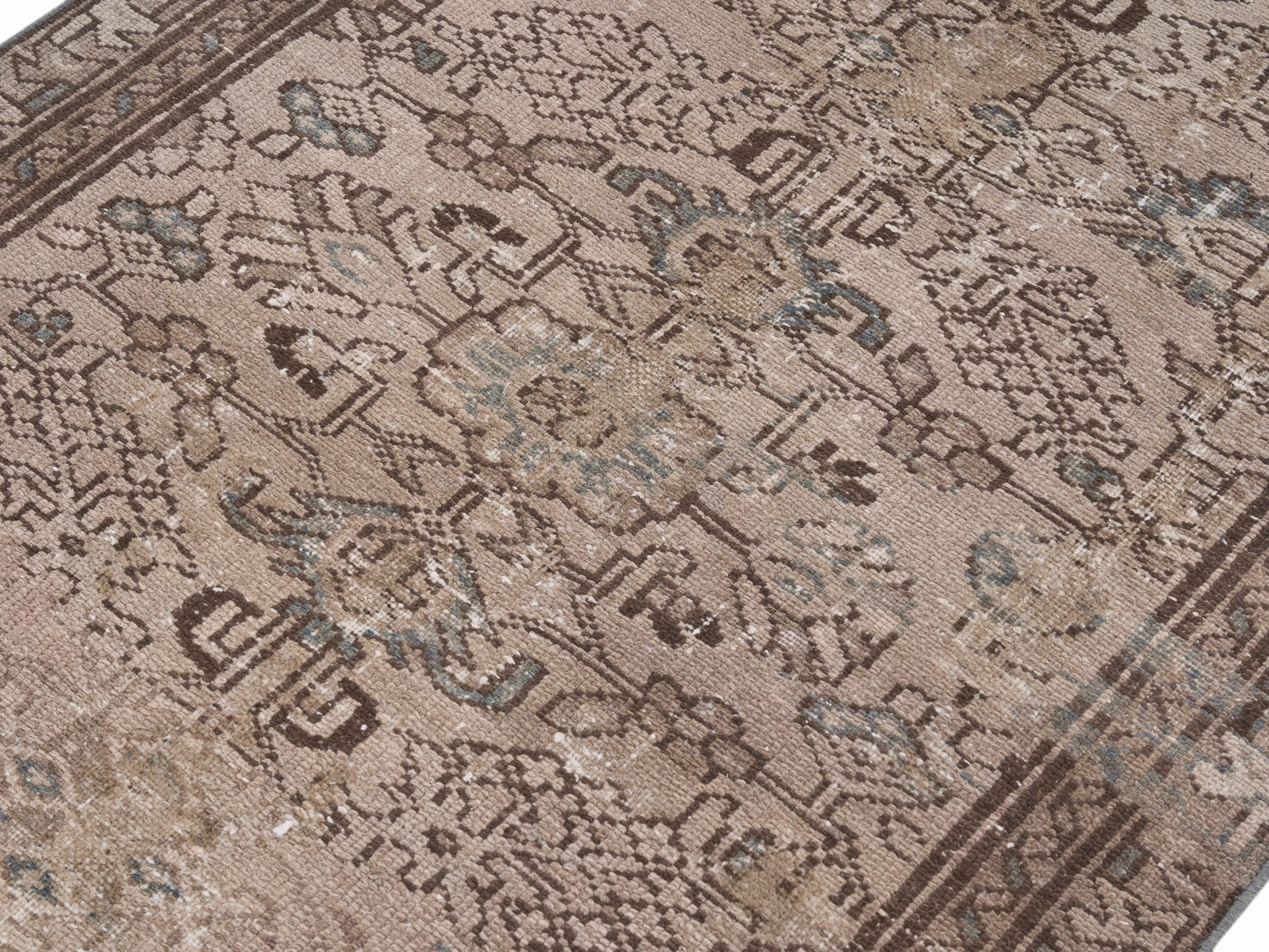 Persian Malayer accent rug in beige and taupe, view 5 of 10